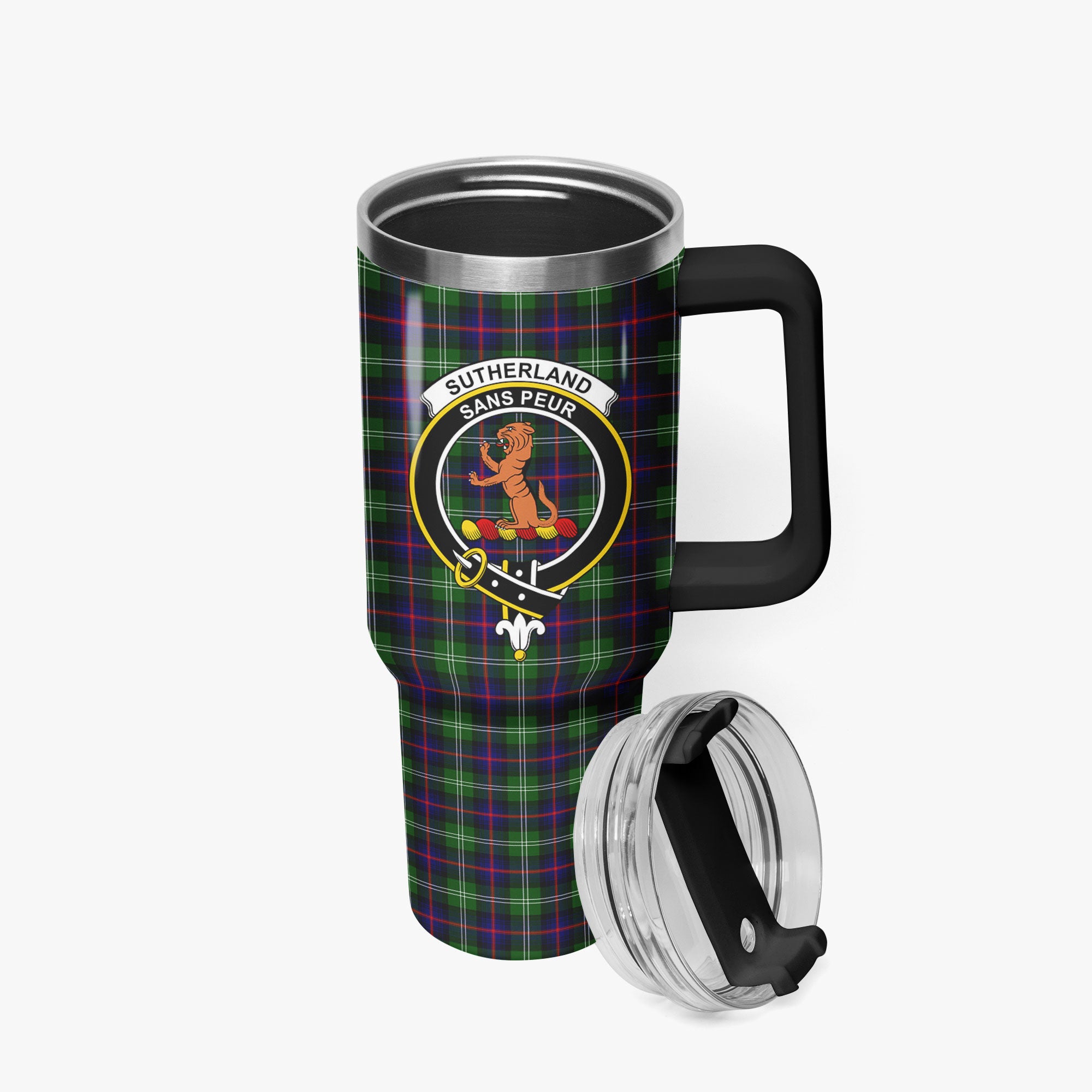 Sutherland Modern Tartan Crest 40 oz Insulated Tumbler with Handle