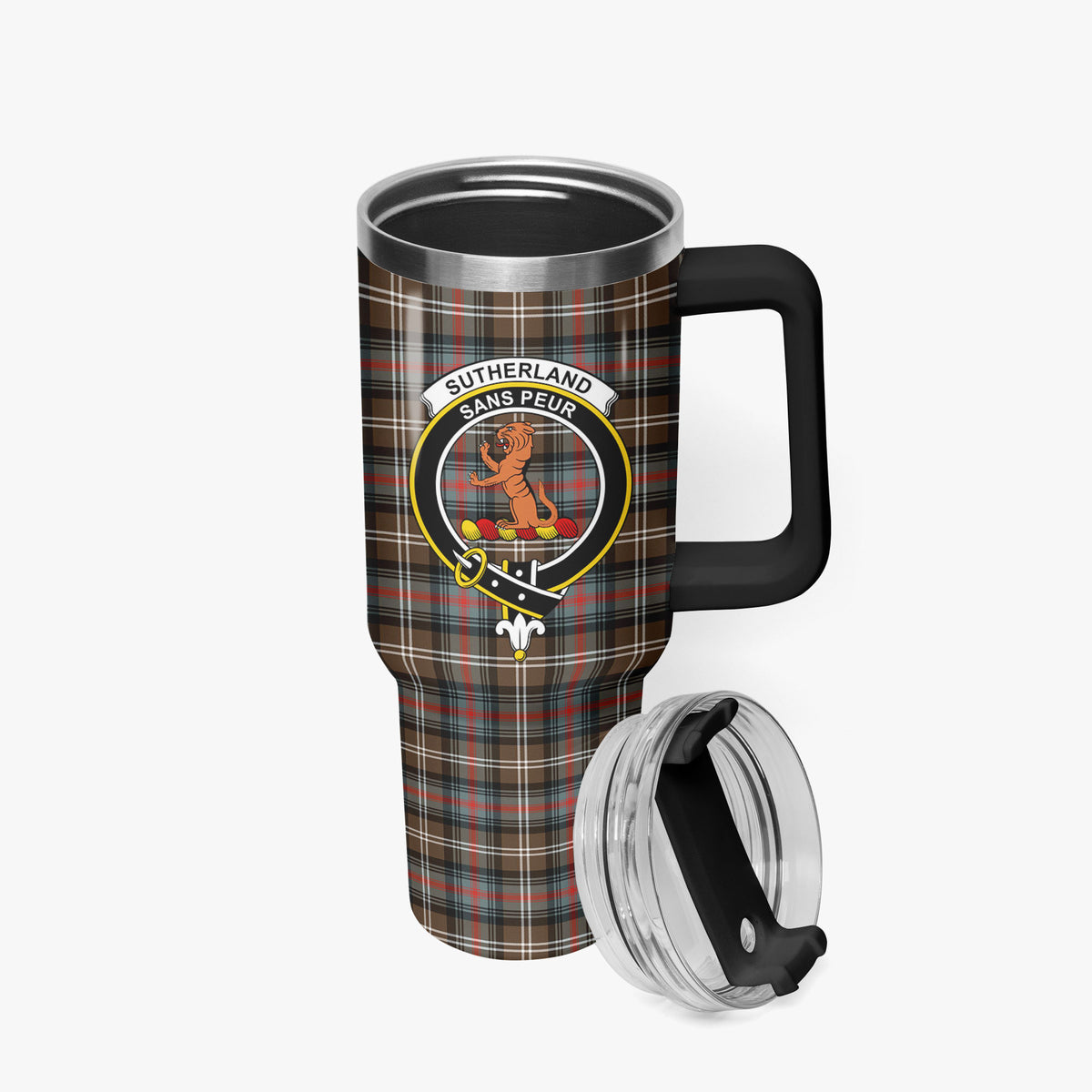 Sutherland Weathered Tartan Crest 40 oz Insulated Tumbler with Handle