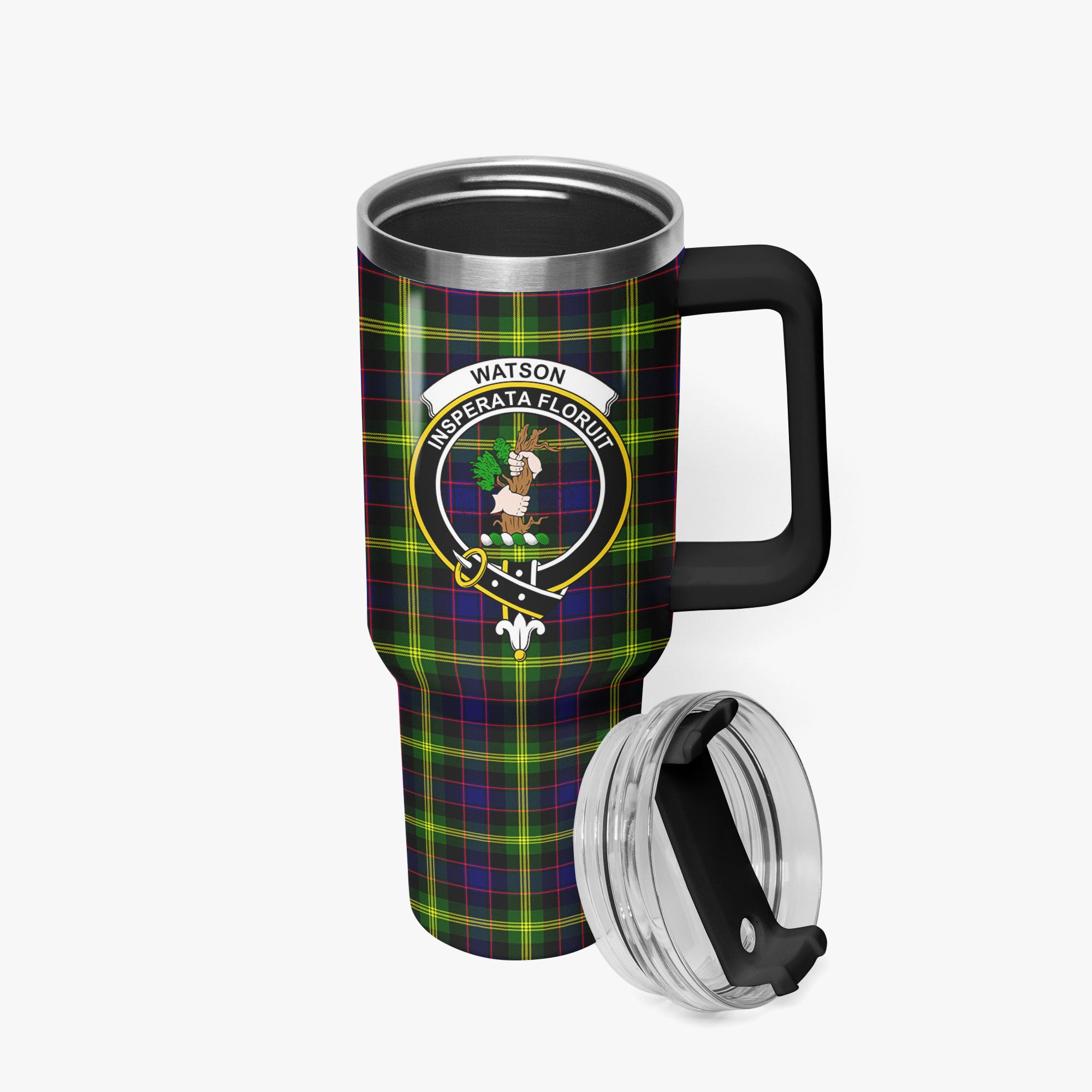 Watson Modern Tartan Crest 40 oz Insulated Tumbler with Handle