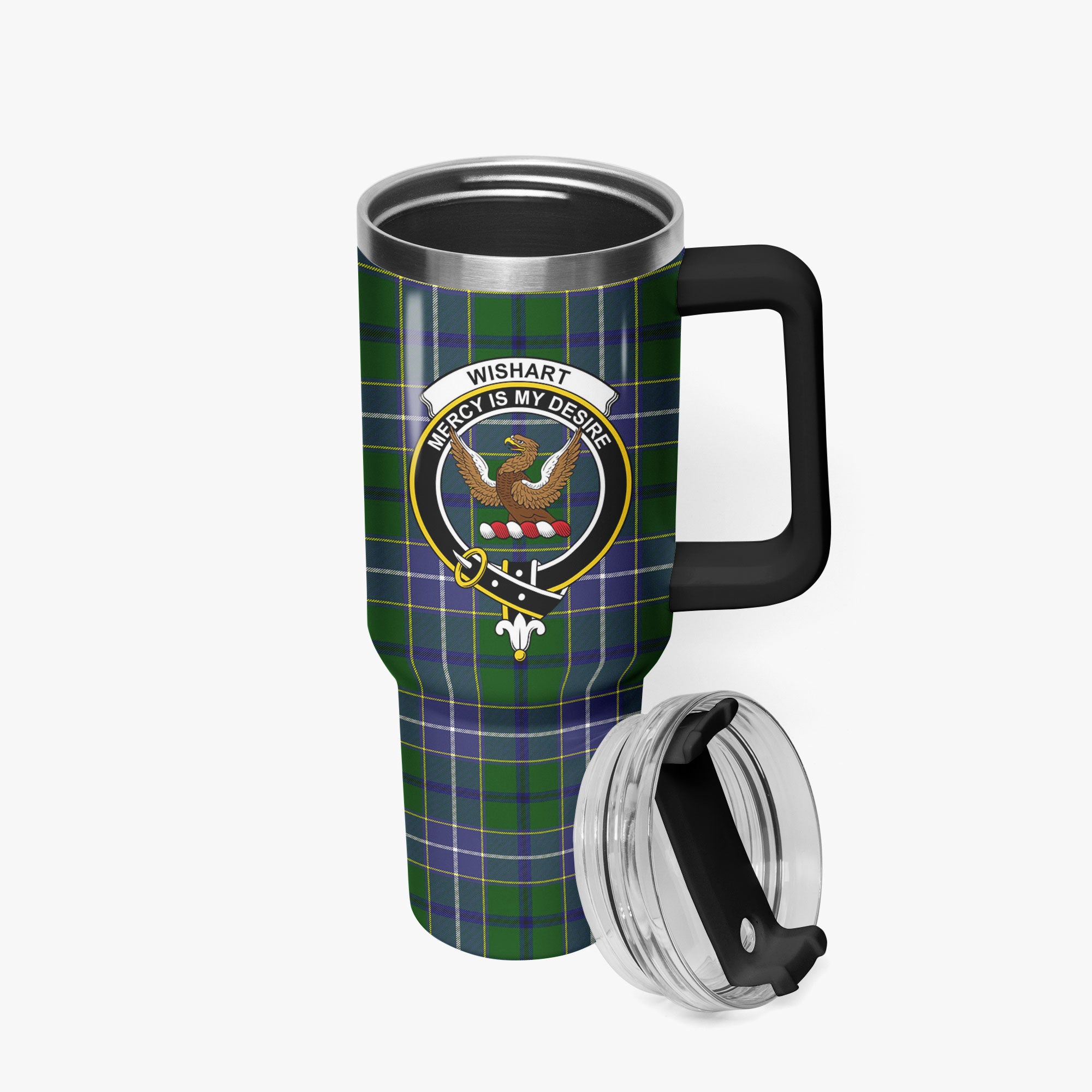 Wishart Hunting Tartan Crest 40 oz Insulated Tumbler with Handle
