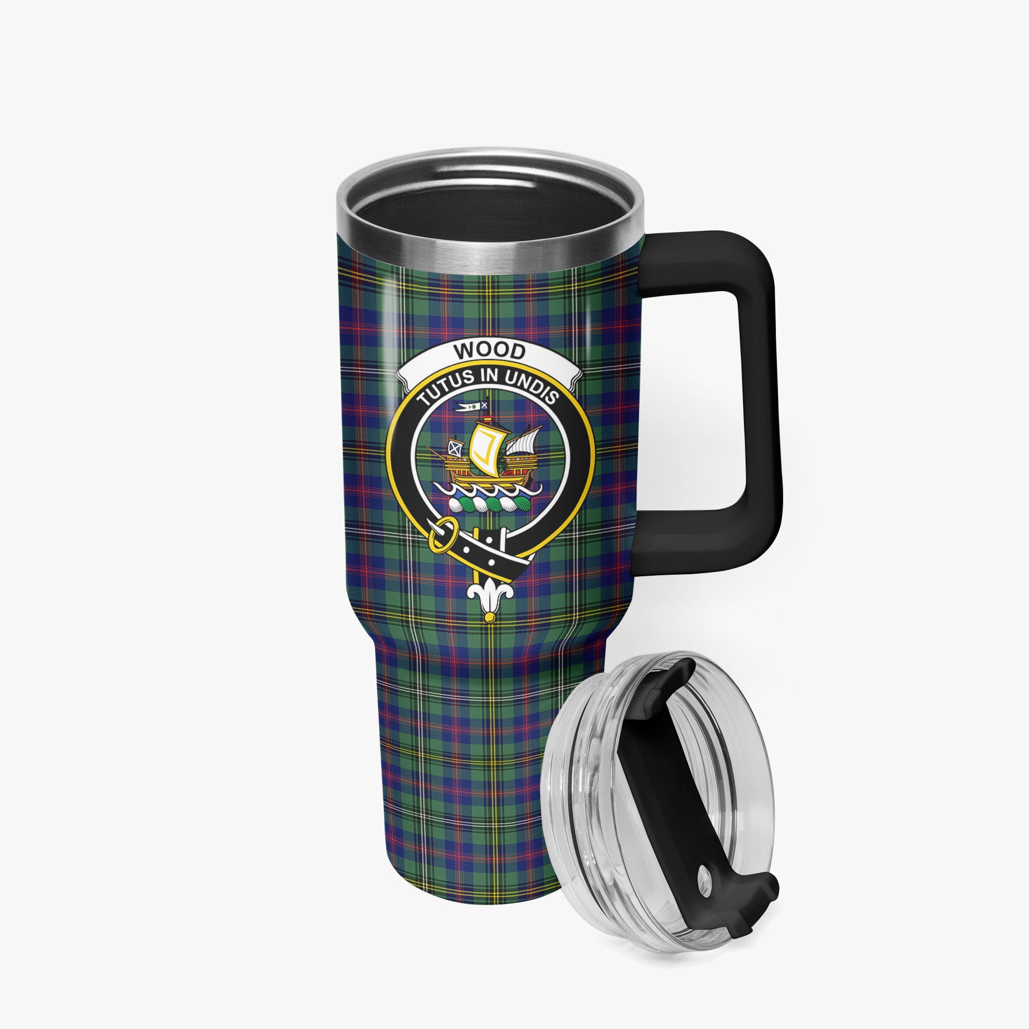 Wood Tartan Crest 40 oz Insulated Tumbler with Handle