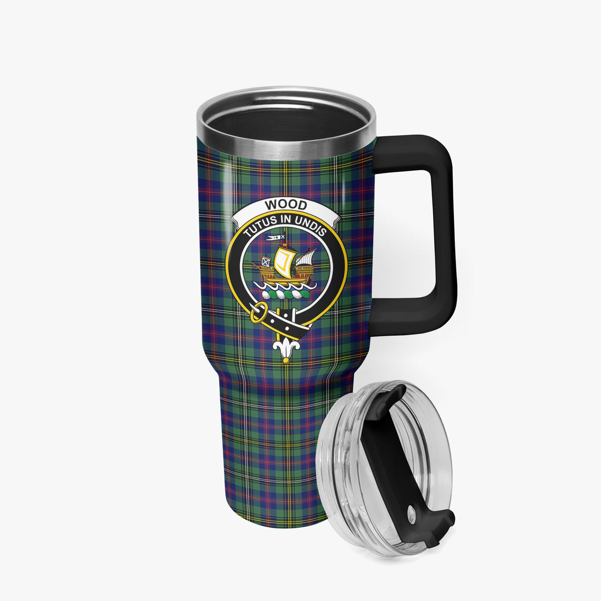 Wood Tartan Crest 40 oz Insulated Tumbler with Handle