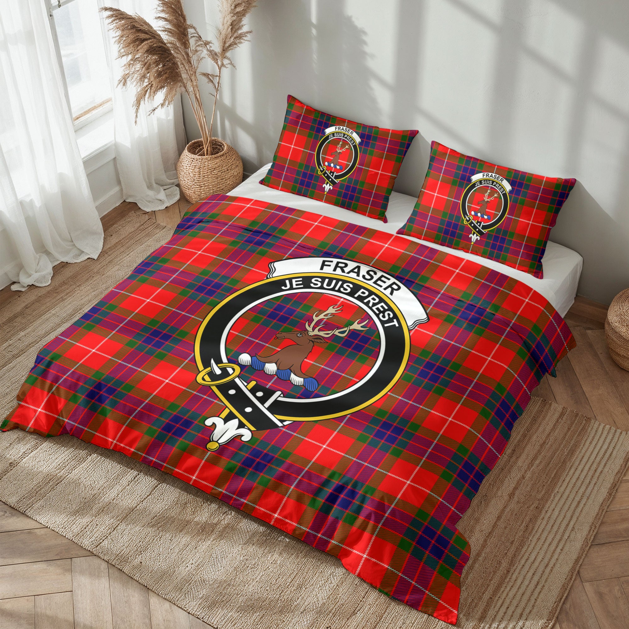 Fraser (of Lovat) Modern Tartan Crest Bedding Set
