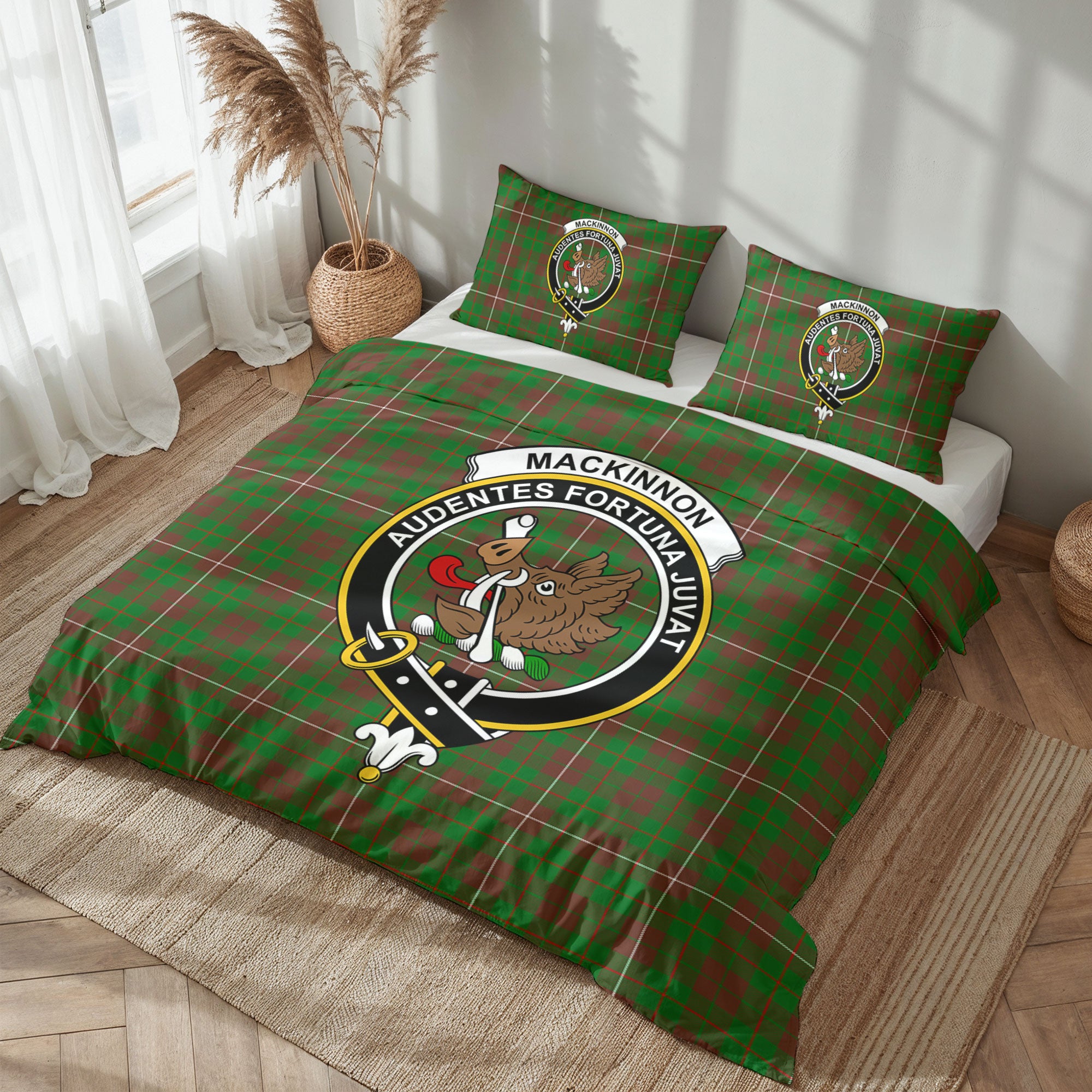 MacKinnon Hunting Modern Tartan Crest Bedding Set