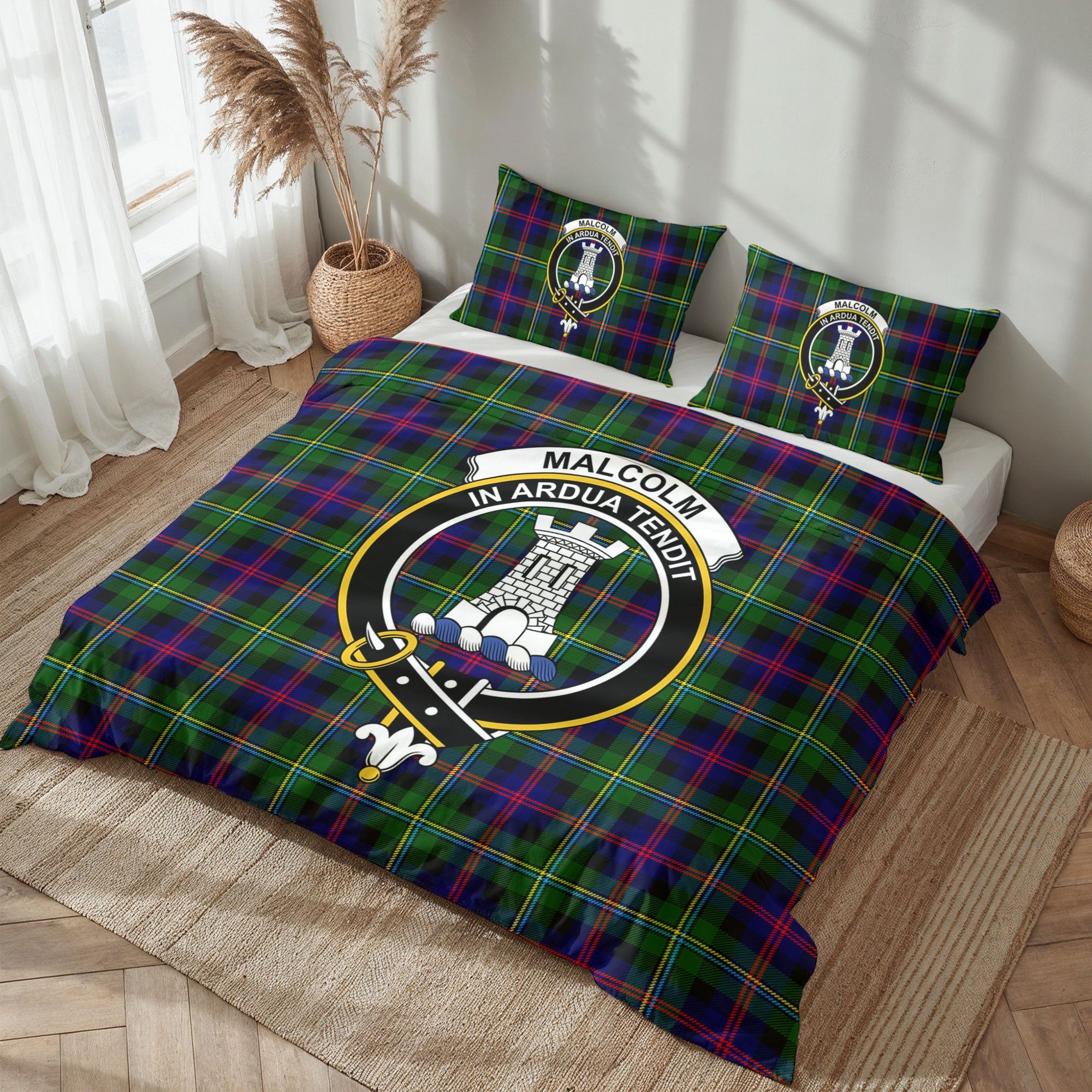 Malcolm (or MacCallum) Tartan Crest Bedding Set