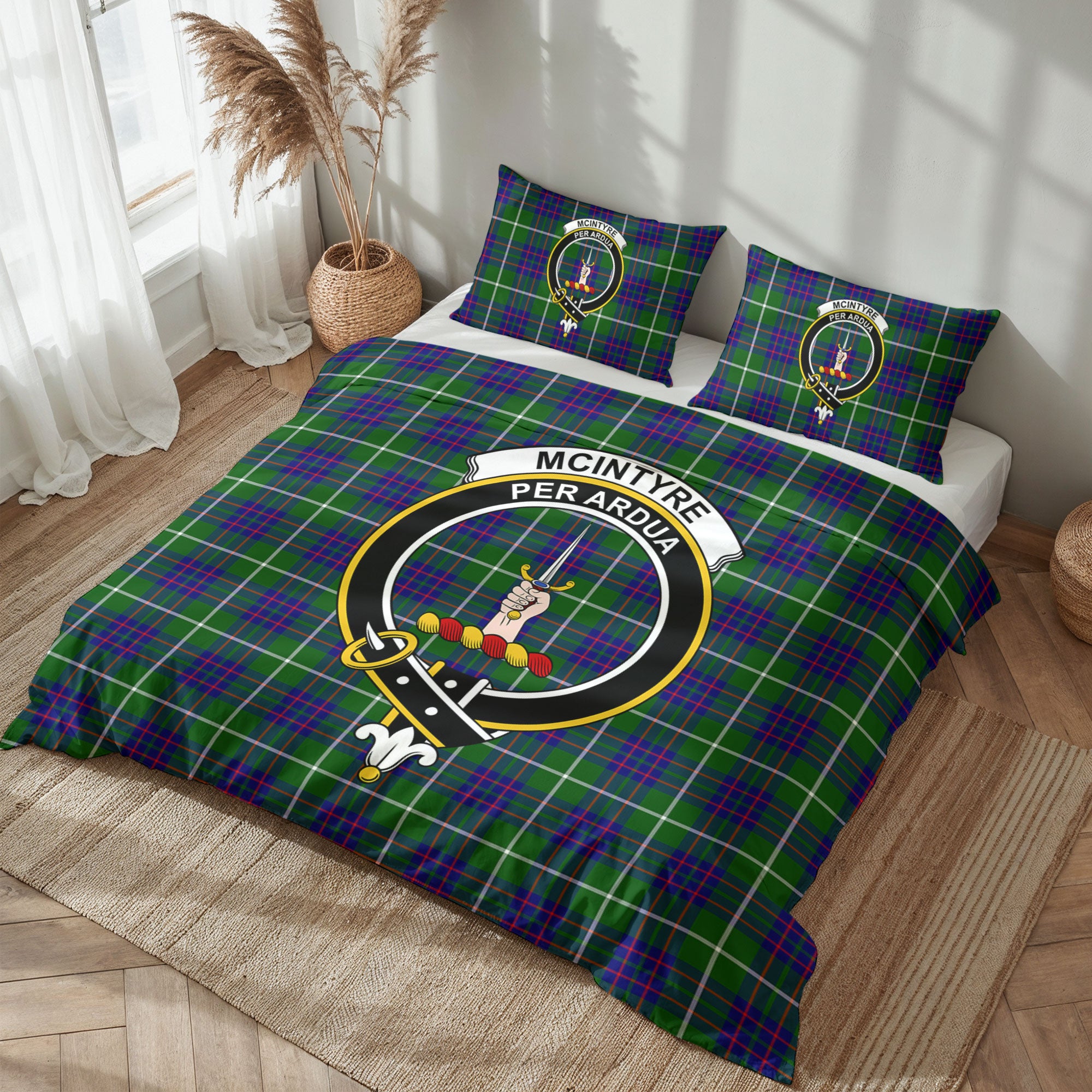 McIntyre Hunting Modern Tartan Crest Bedding Set