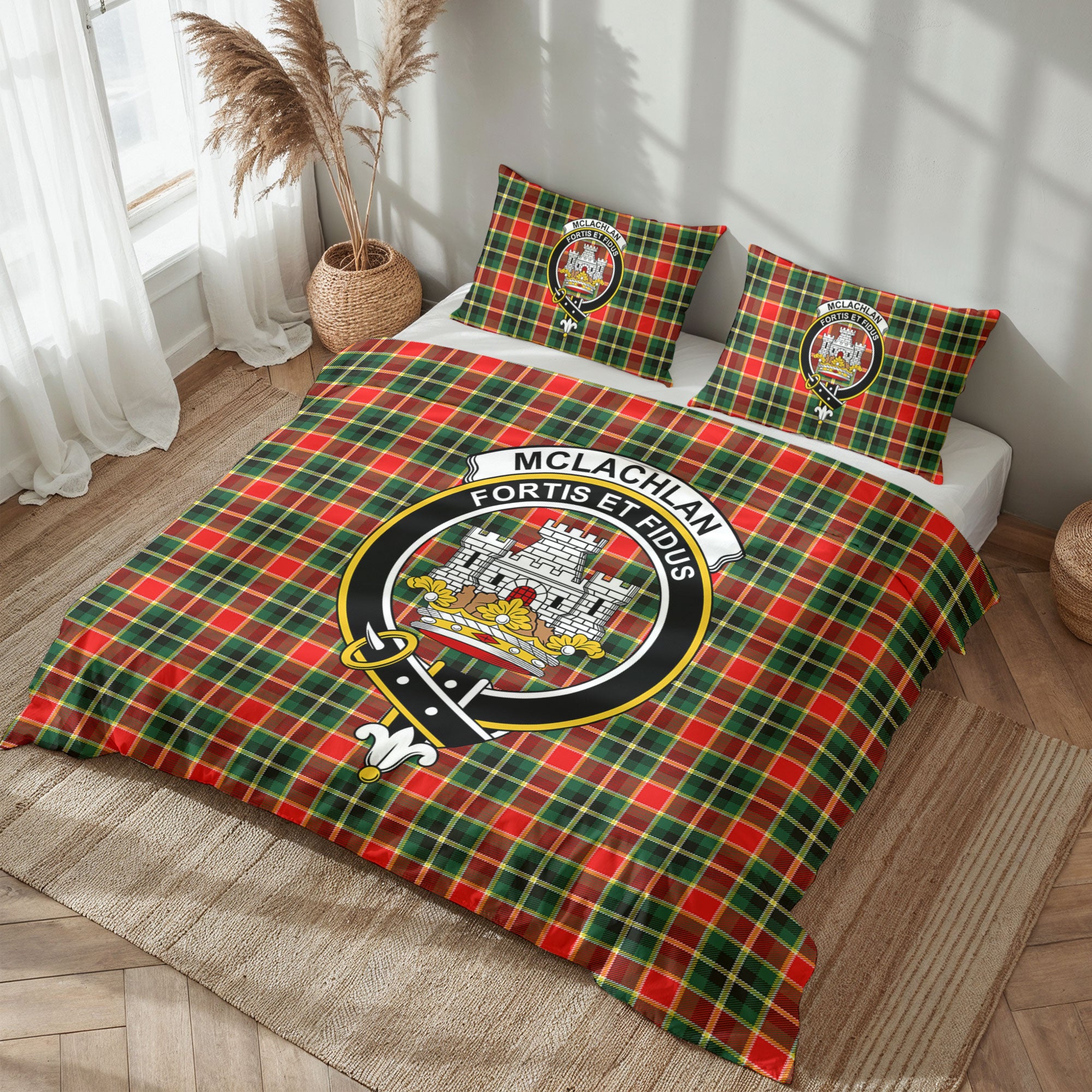 McLachlan Hunting Modern Tartan Crest Bedding Set