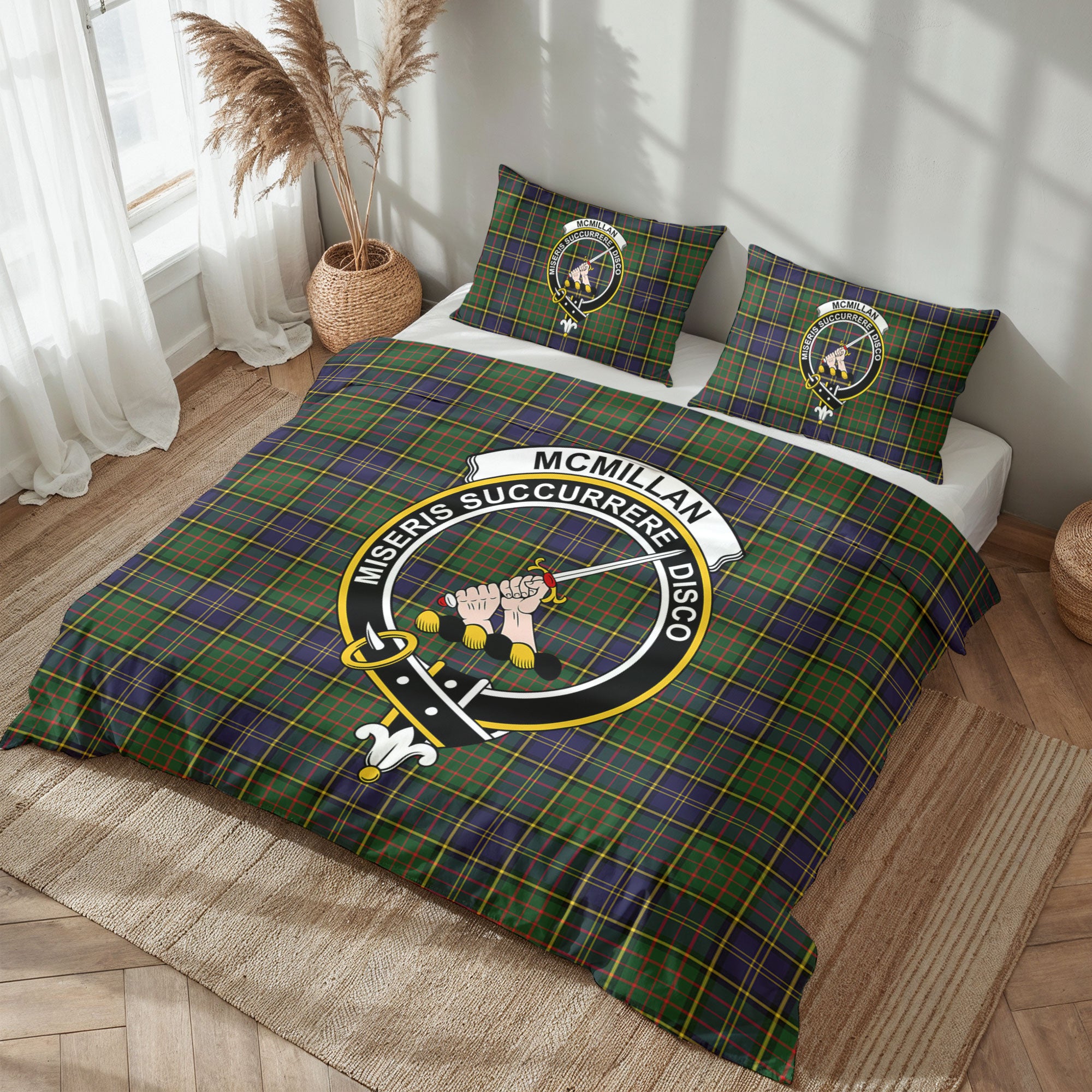 McMillan Hunting Modern Tartan Crest Bedding Set