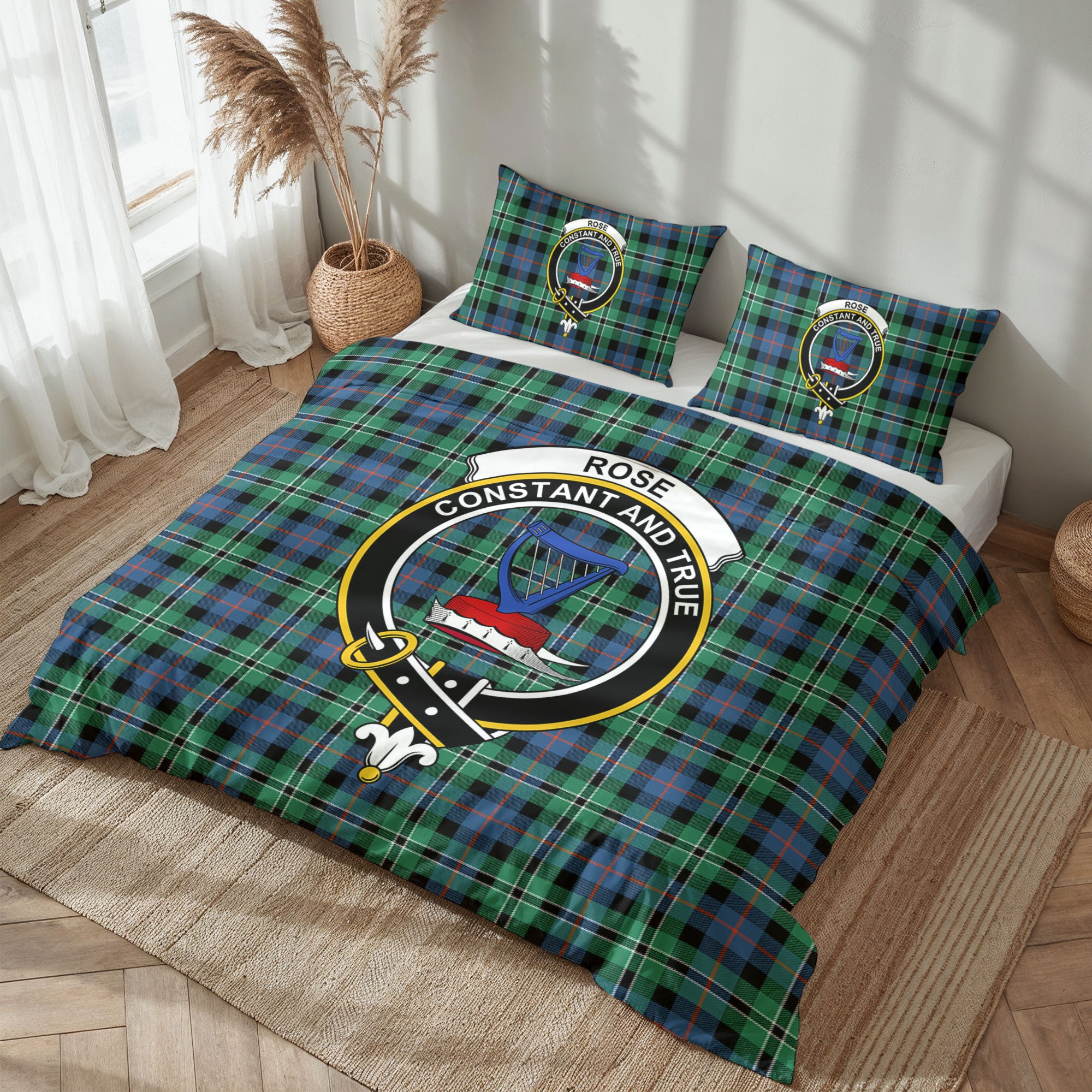 Rose Hunting Ancient Tartan Crest Bedding Set