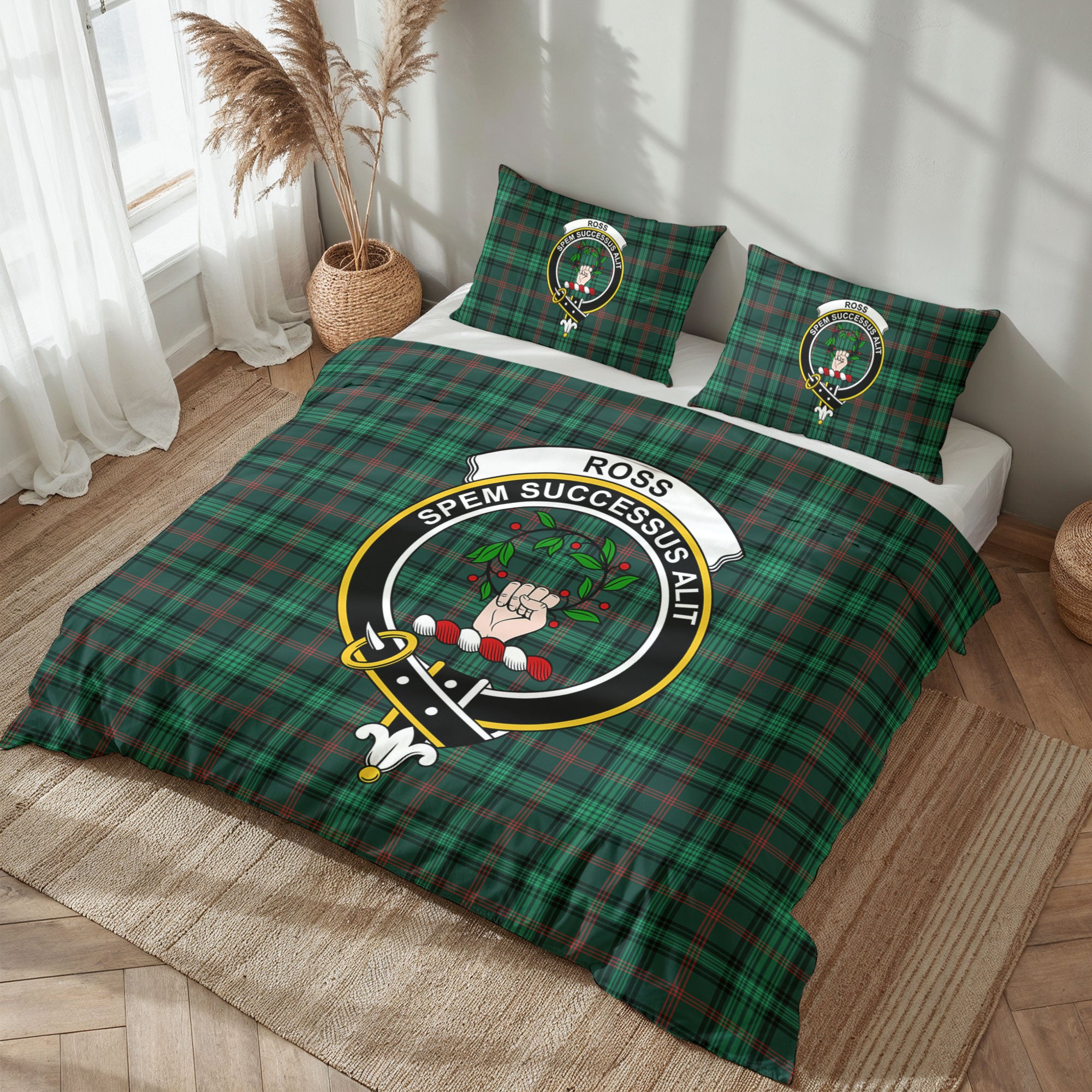 Ross Hunting Modern Tartan Crest Bedding Set