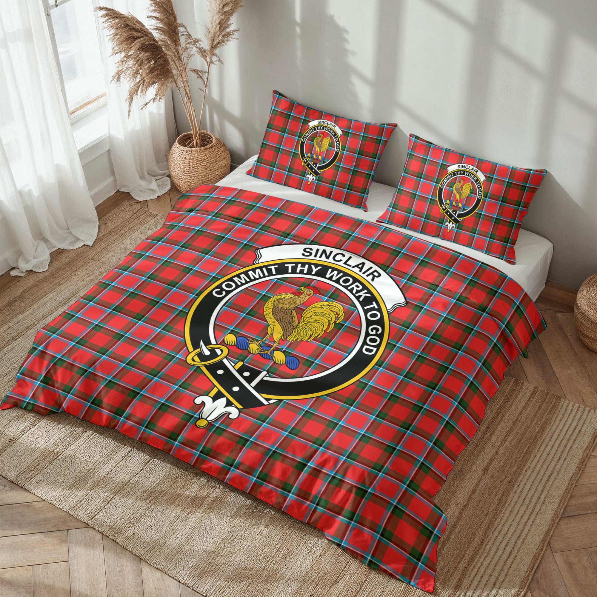Sinclair Modern Tartan Crest Bedding Set