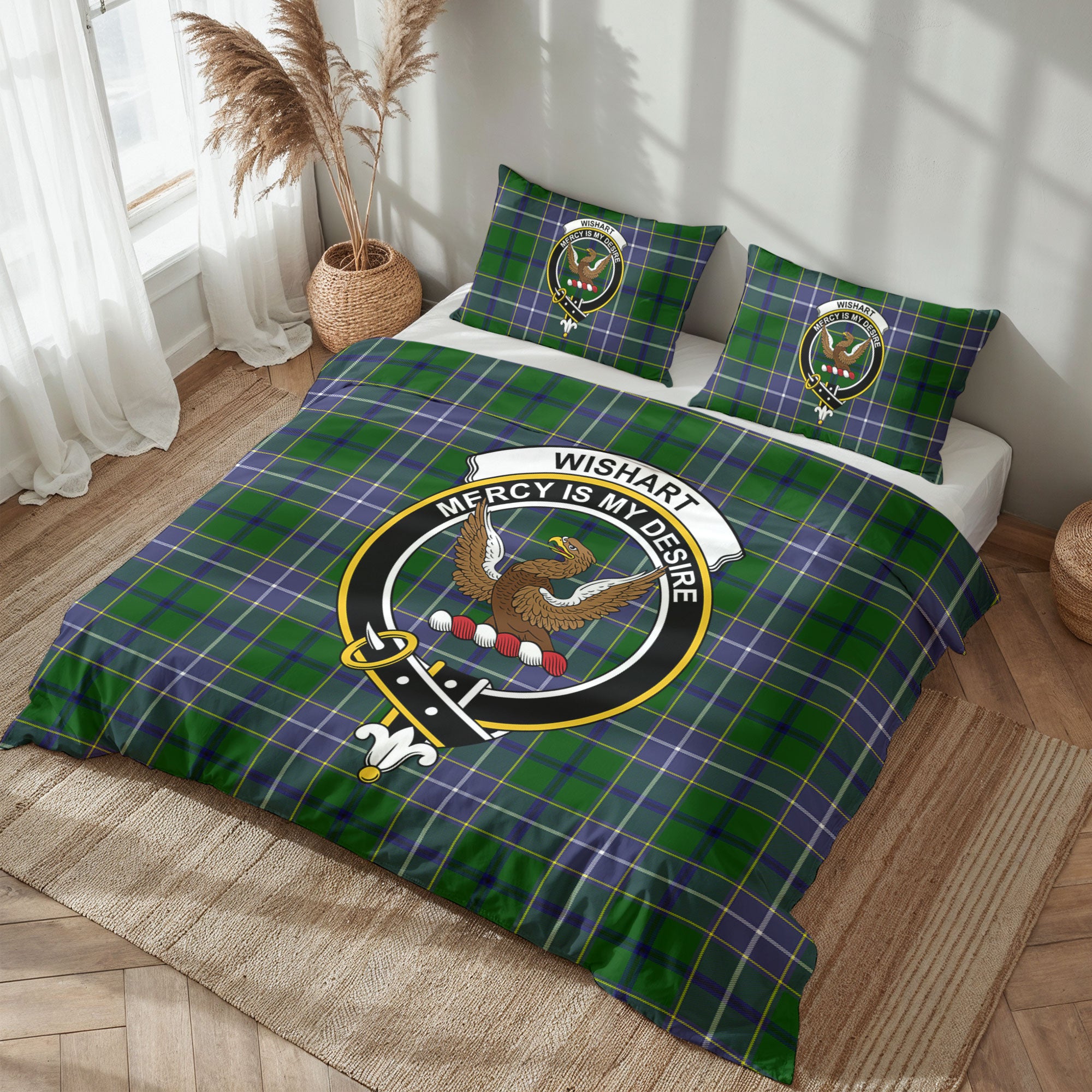 Wishart Hunting Tartan Crest Bedding Set