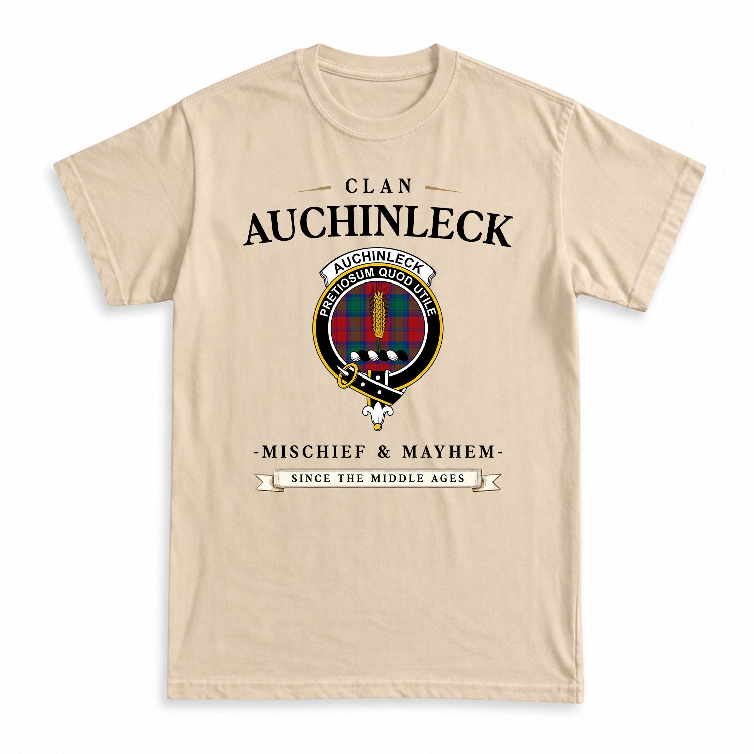 Auchinleck Tartan Crest Mischief and Mayhem T-shirt