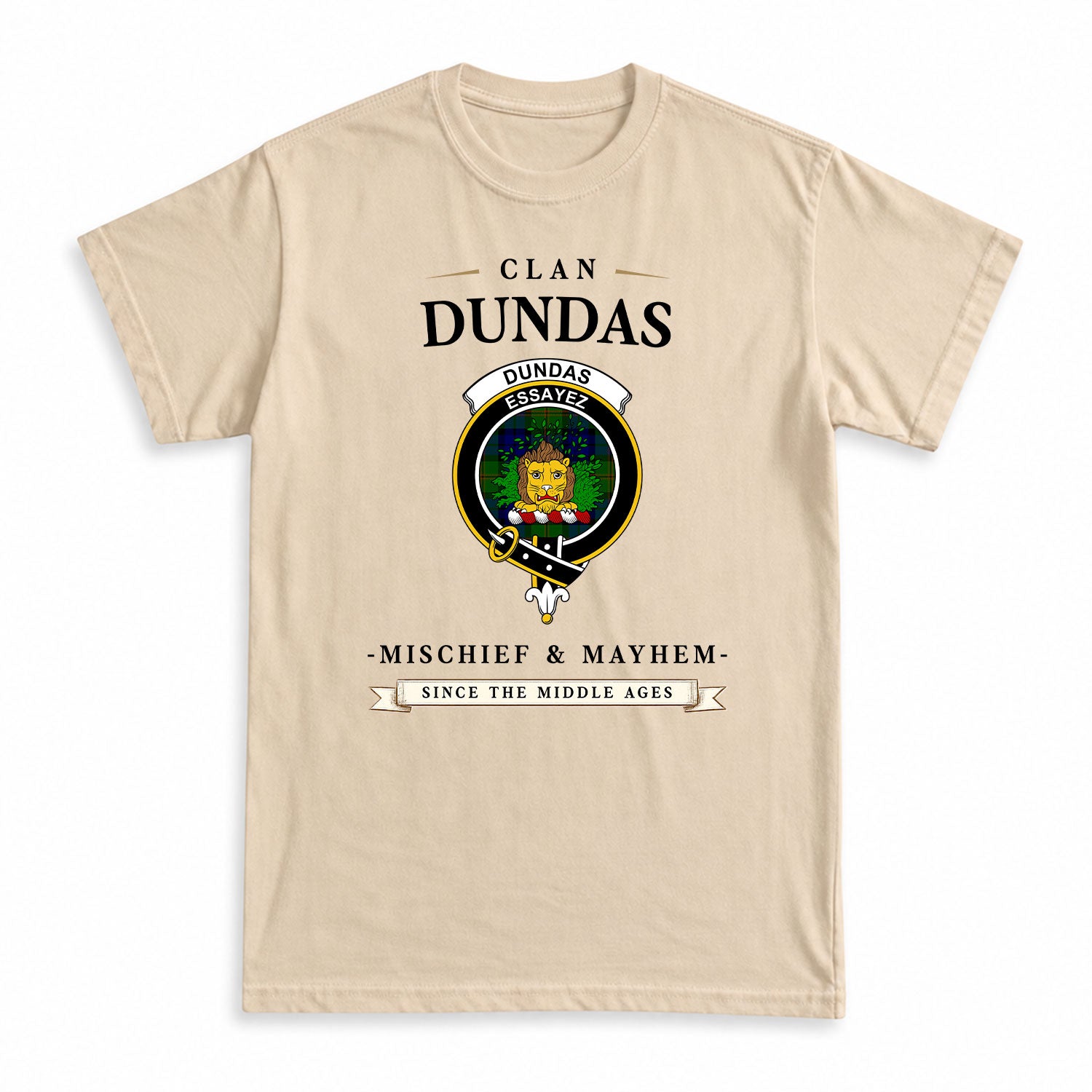 Dundas Modern Tartan Crest Mischief and Mayhem T-shirt
