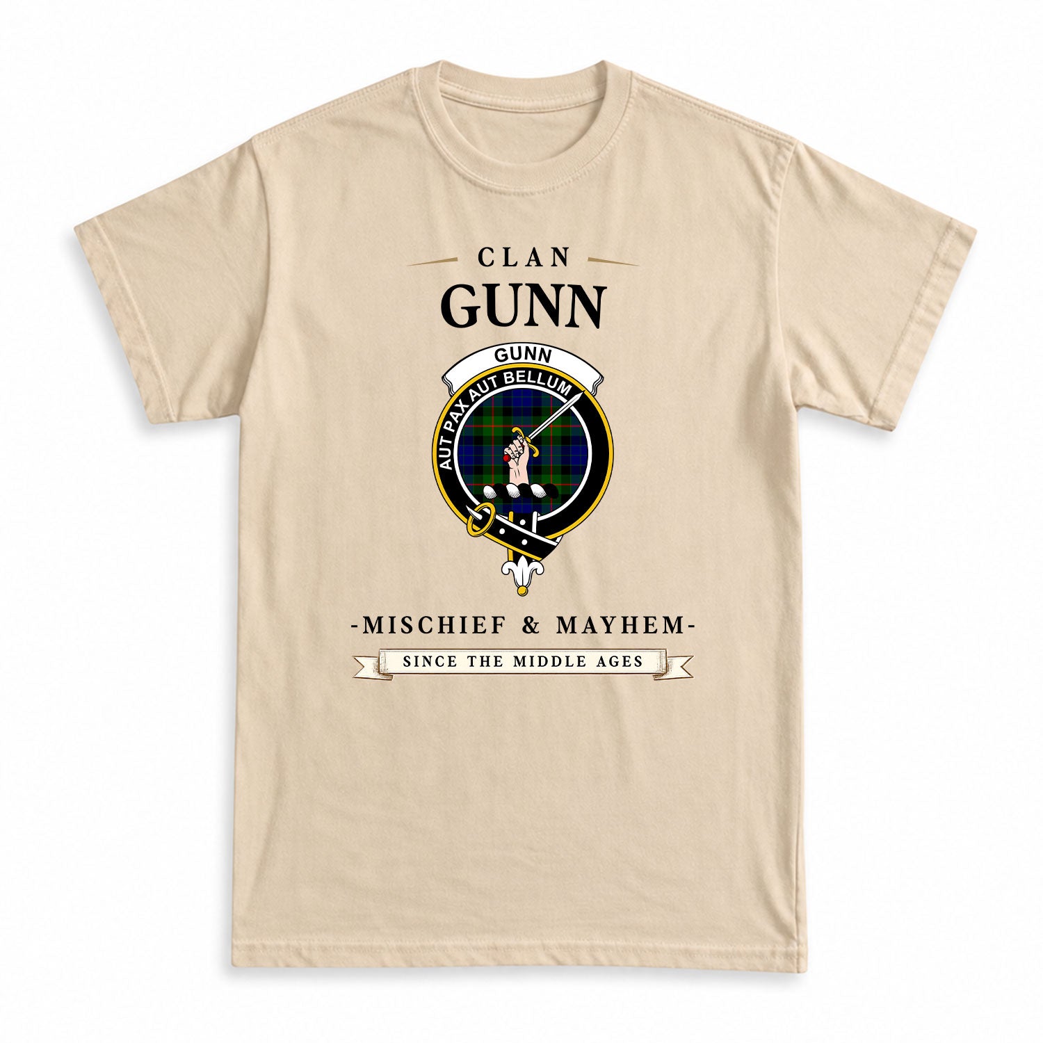 Gunn Modern Tartan Crest Mischief and Mayhem T-shirt