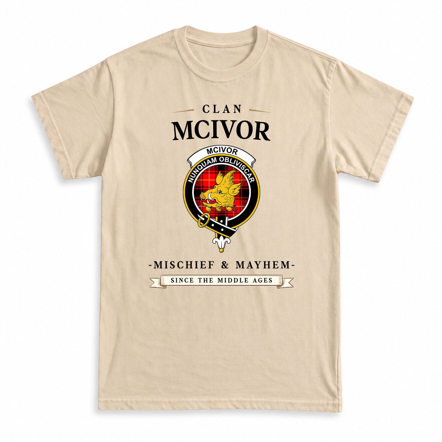 McIvor Tartan Crest Mischief and Mayhem T-shirt
