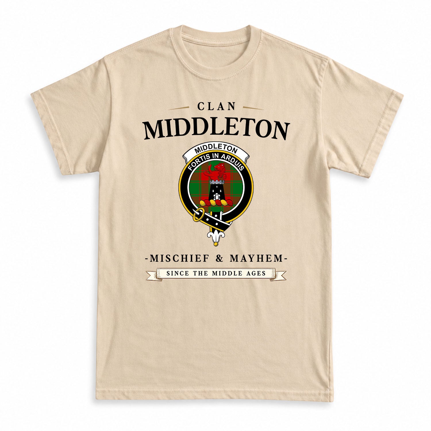 Middleton Modern Tartan Crest Mischief and Mayhem T-shirt