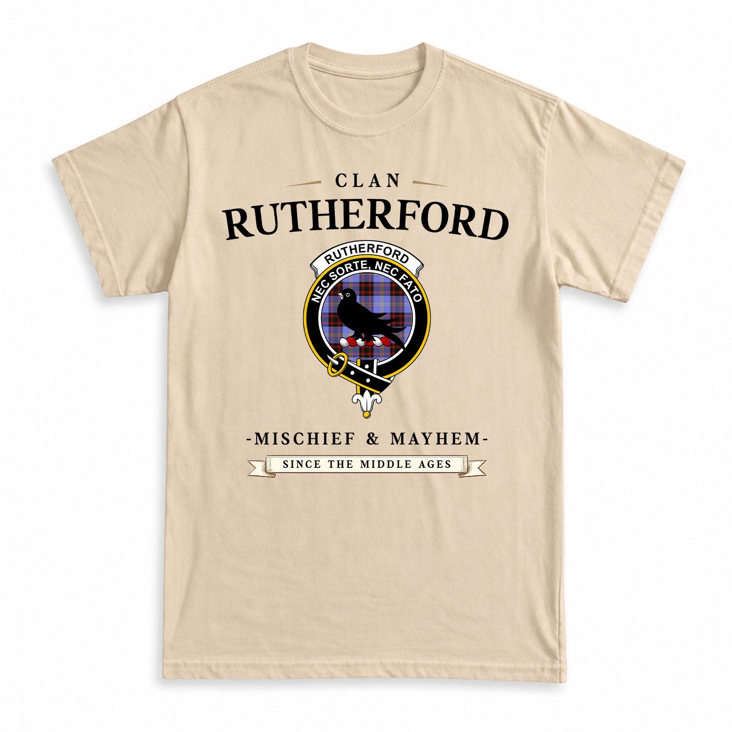 Rutherford Tartan Crest Mischief and Mayhem T-shirt