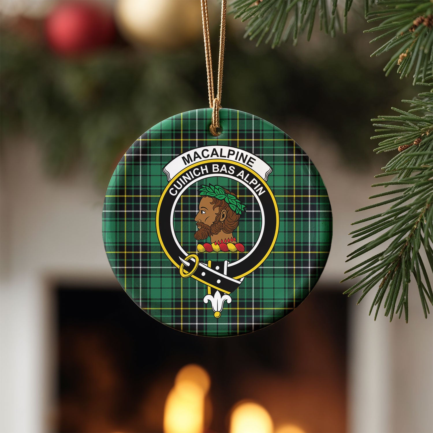 MacAlpine Ancient Tartan Crest Christmas Ceramic Ornament
