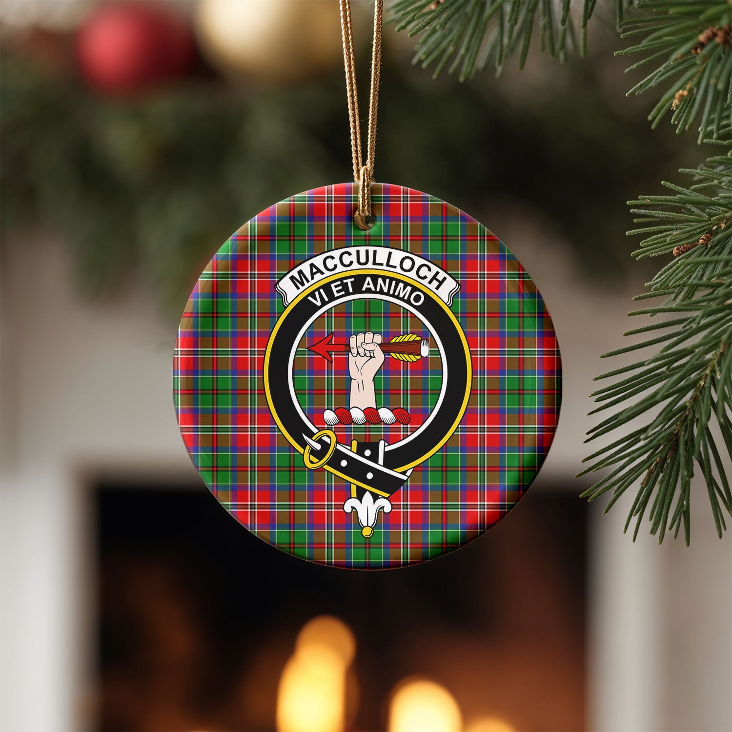 MacCulloch (McCulloch) Tartan Crest Christmas Ceramic Ornament