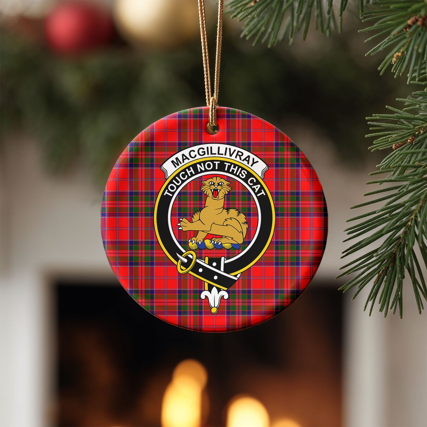 MacGillivray Modern Tartan Crest Christmas Ceramic Ornament