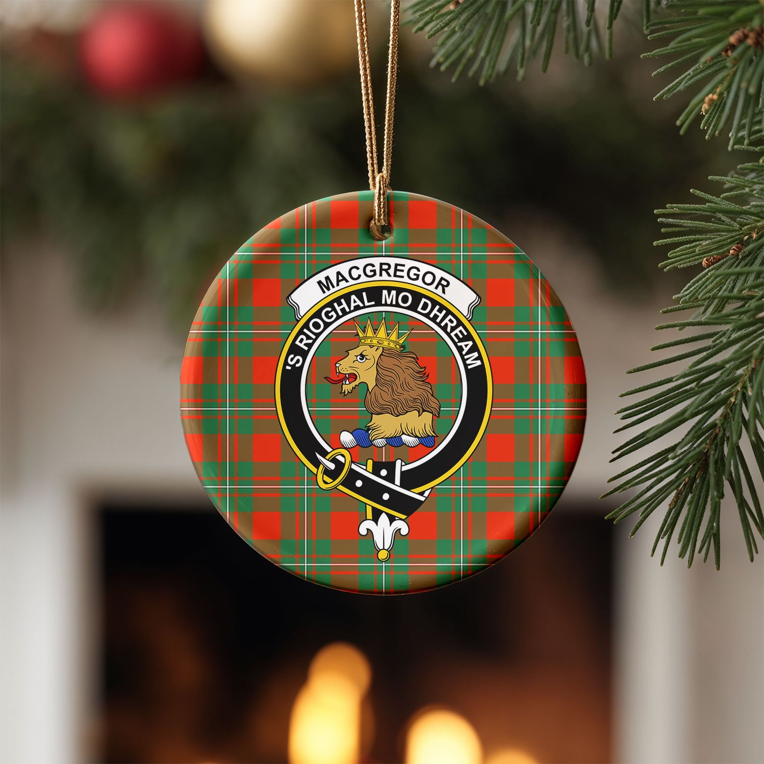 MacGregor Ancient Tartan Crest Christmas Ceramic Ornament