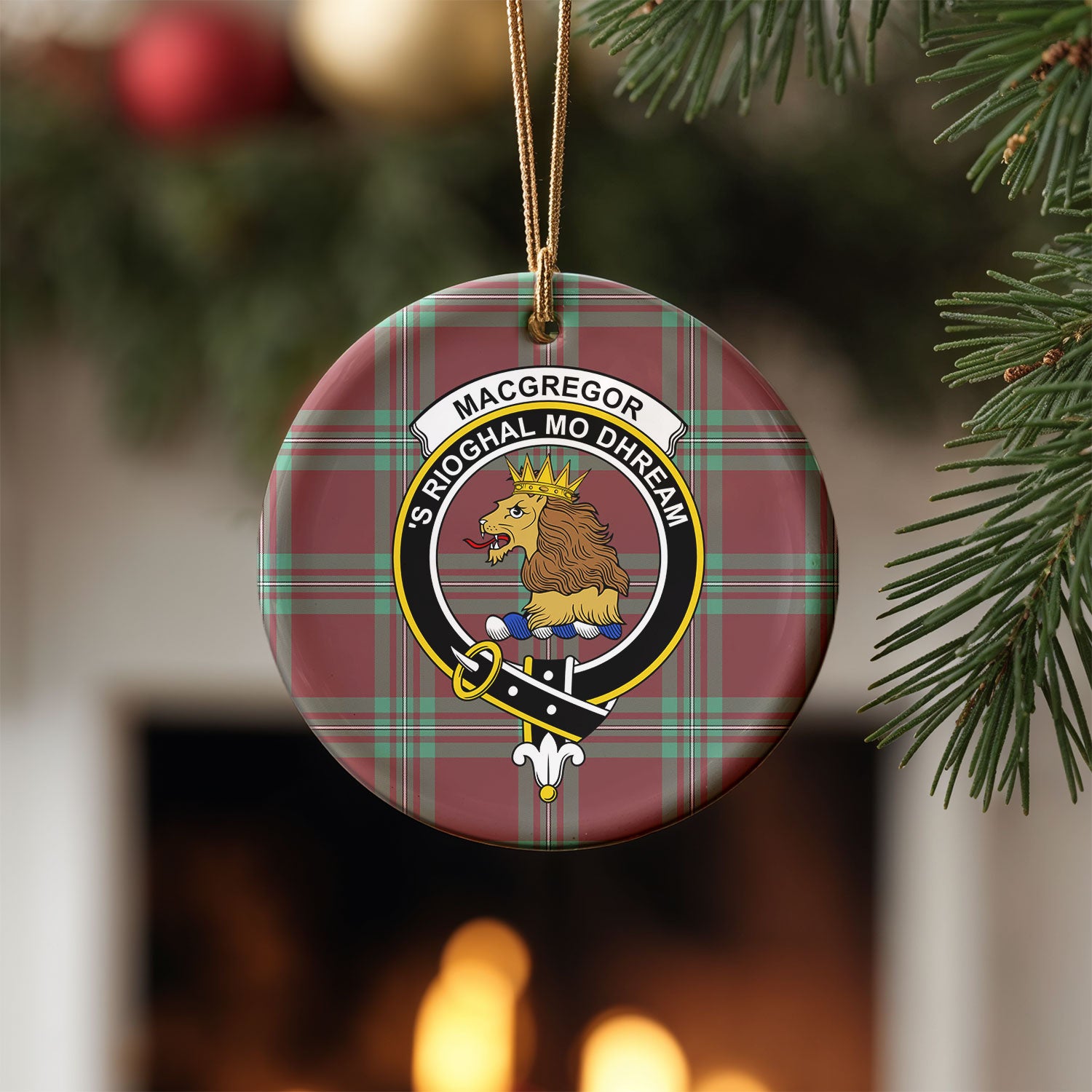 MacGregor Hunting Ancient Tartan Crest Christmas Ceramic Ornament