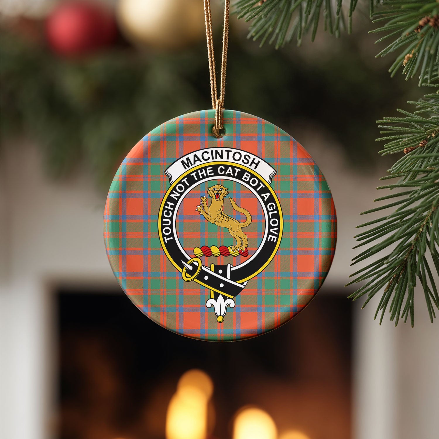MacIntosh Ancient Tartan Crest Christmas Ceramic Ornament