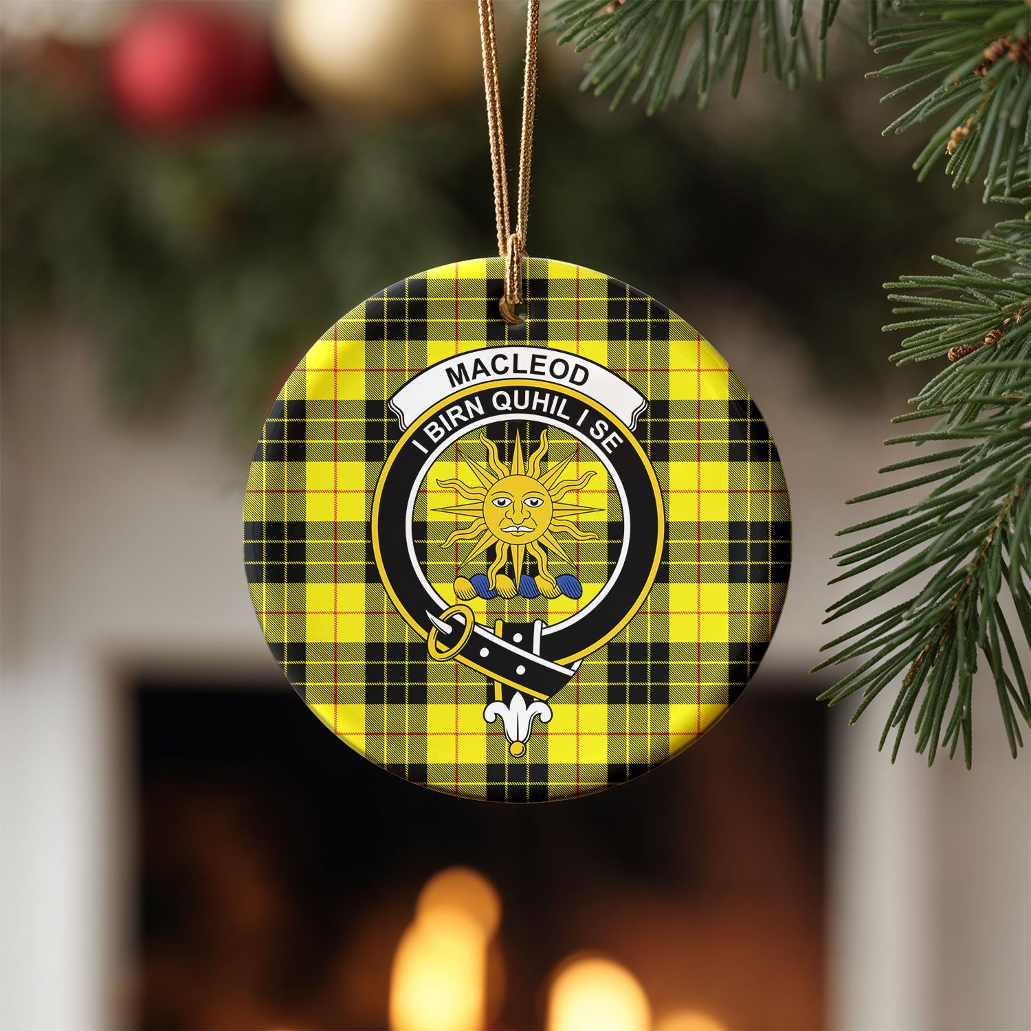 MacLeod of Lewis Modern Tartan Crest Christmas Ceramic Ornament