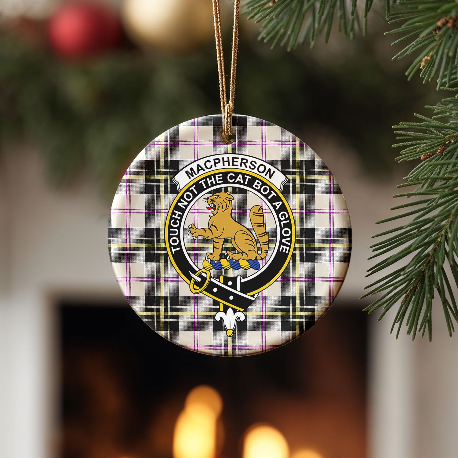 MacPherson Dress Ancient Tartan Crest Christmas Ceramic Ornament