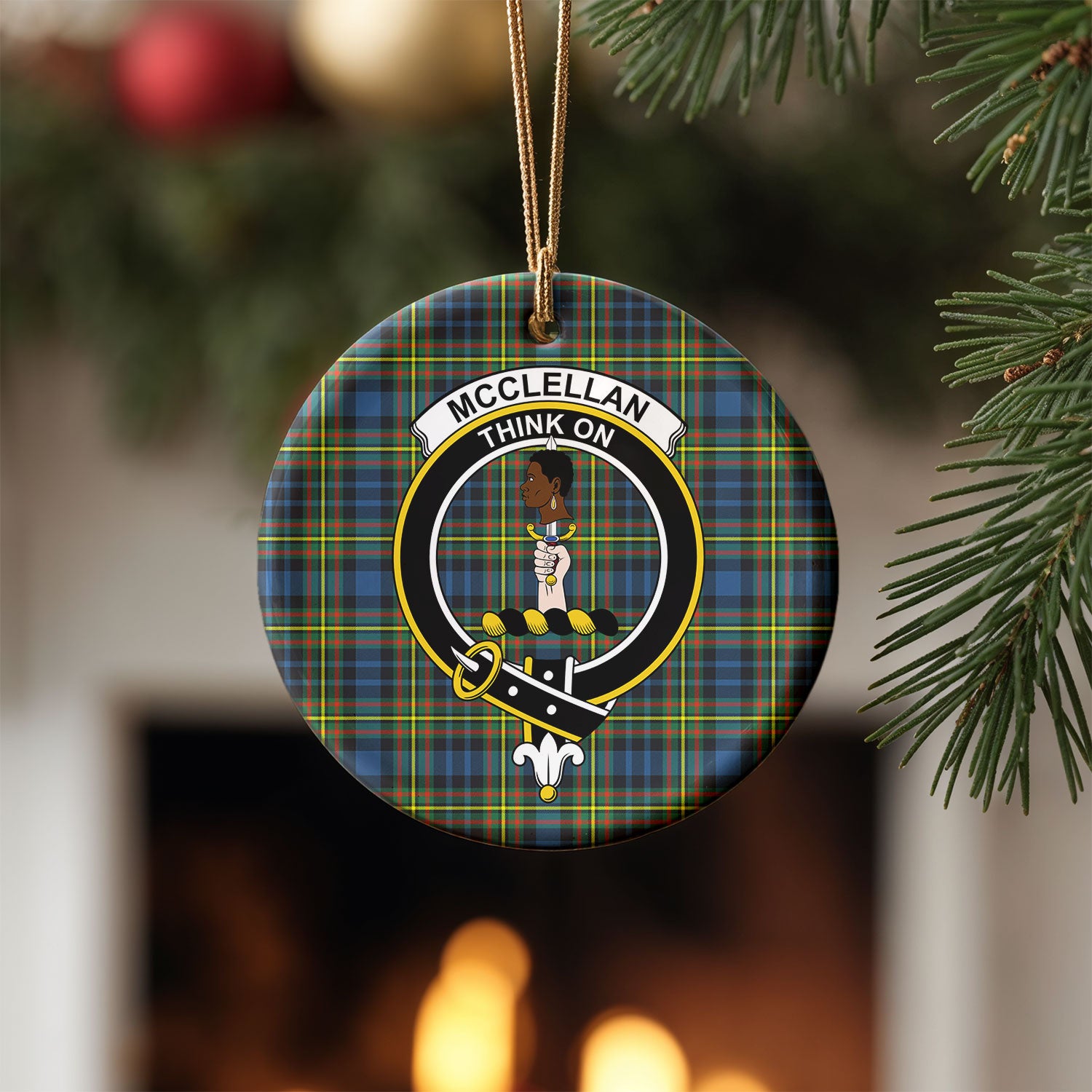 McClellan Ancient Tartan Crest Christmas Ceramic Ornament