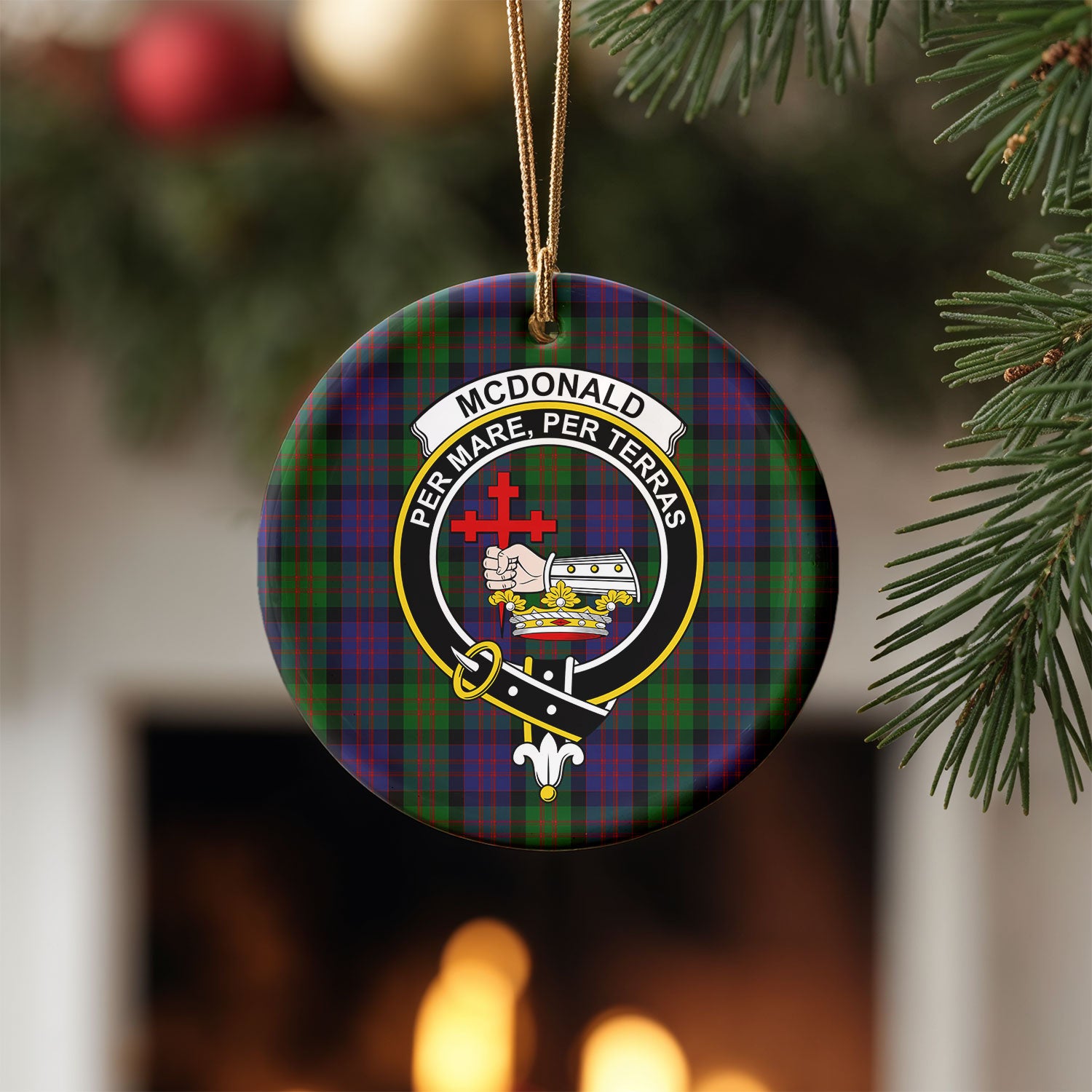 McDonald Tartan Crest Christmas Ceramic Ornament