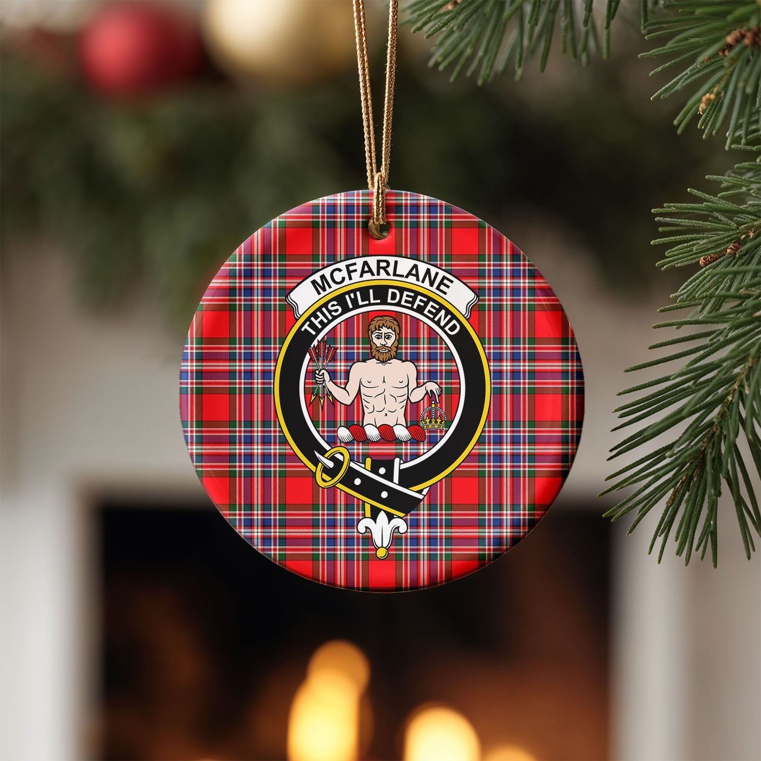 McFarlane Modern Tartan Crest Christmas Ceramic Ornament