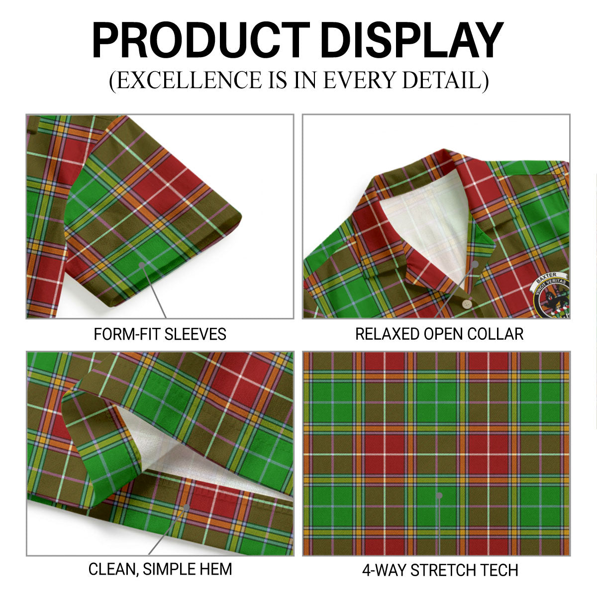 Baxter Modern Tartan Crest Hawaiian Shirt