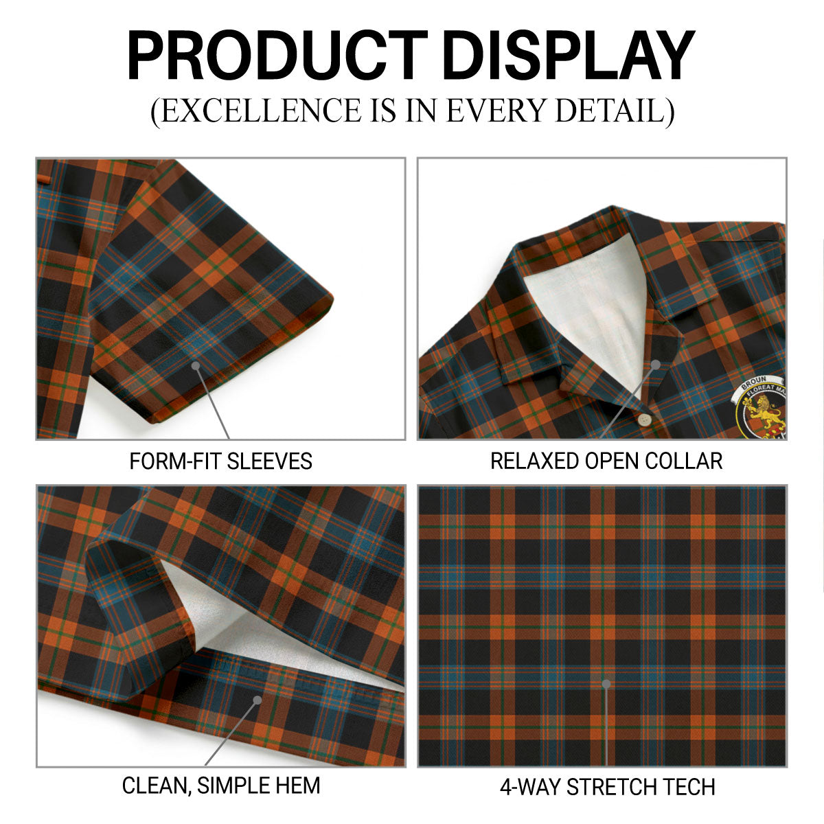 Broun Ancient Tartan Crest Hawaiian Shirt