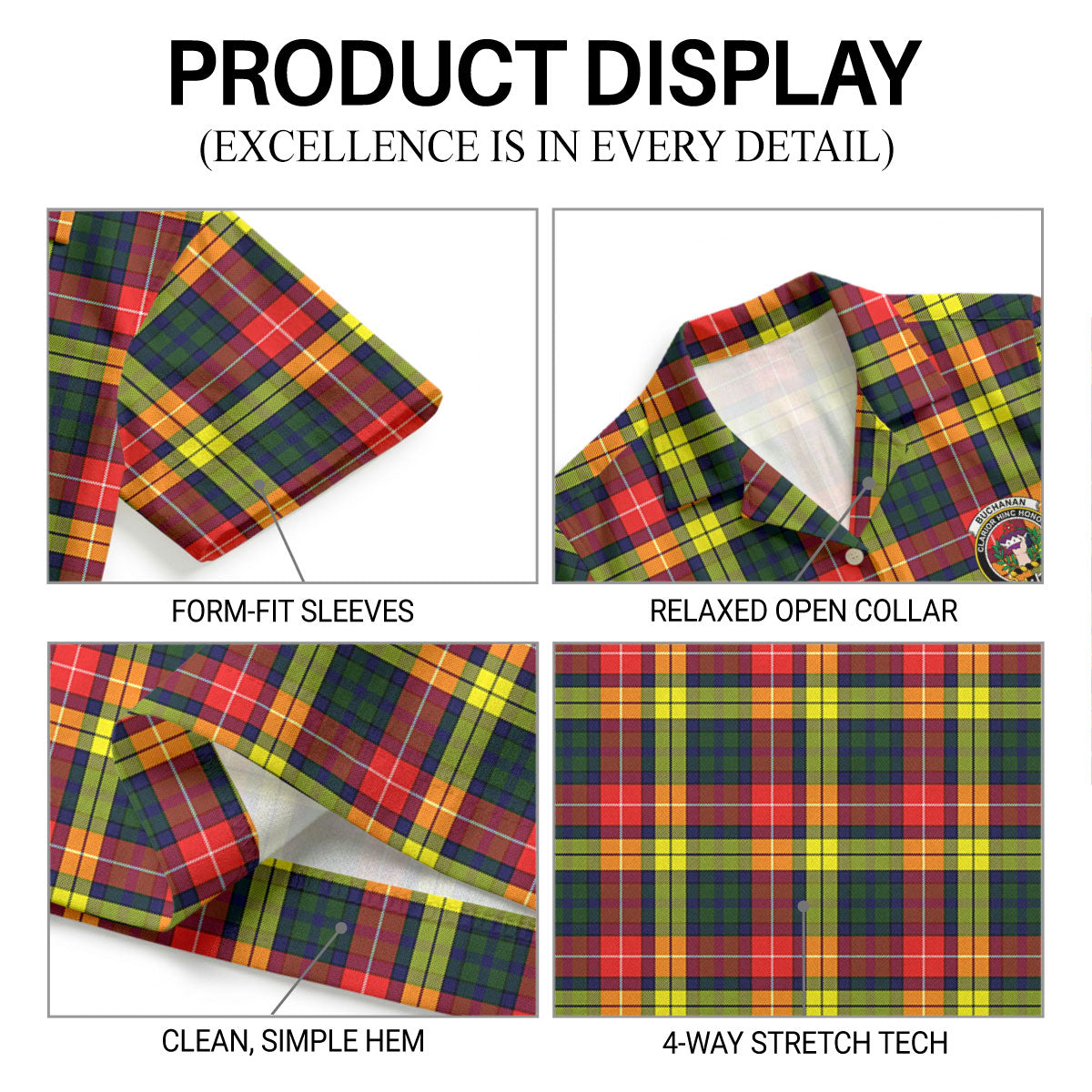 Buchanan Modern Tartan Crest Hawaiian Shirt