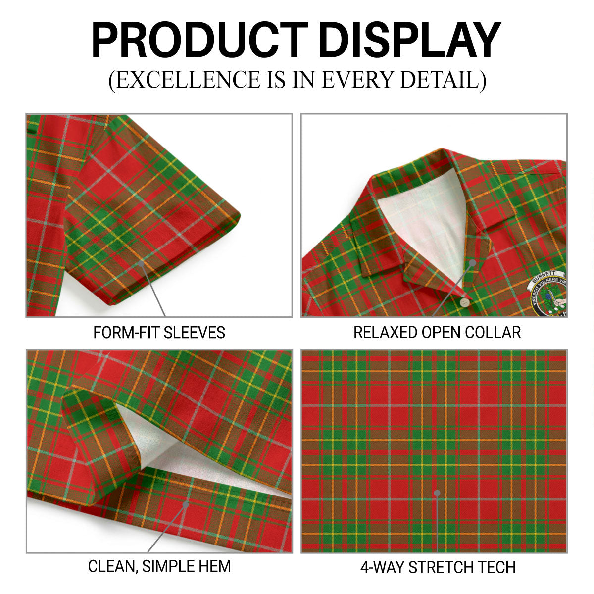 Burnett Ancient Tartan Crest Hawaiian Shirt