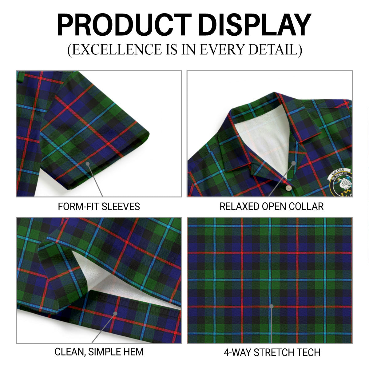 Calder (Calder-Campbell) Tartan Crest Hawaiian Shirt