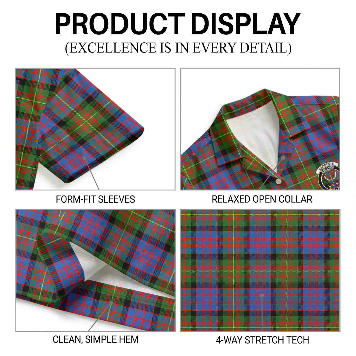 Carnegie Ancient Tartan Crest Hawaiian Shirt