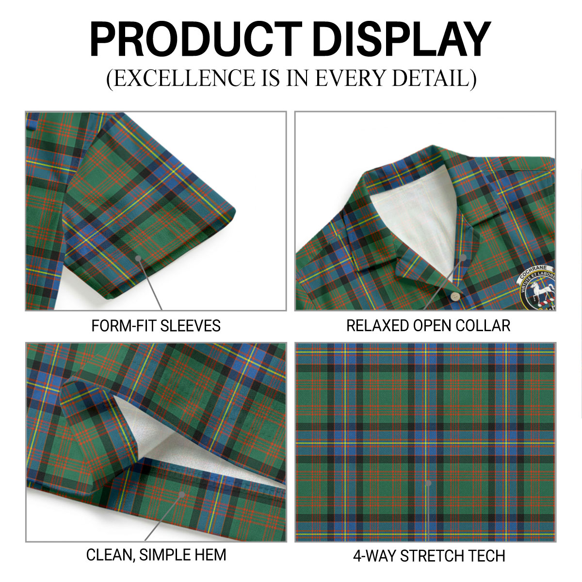 Cochrane Ancient Tartan Crest Hawaiian Shirt