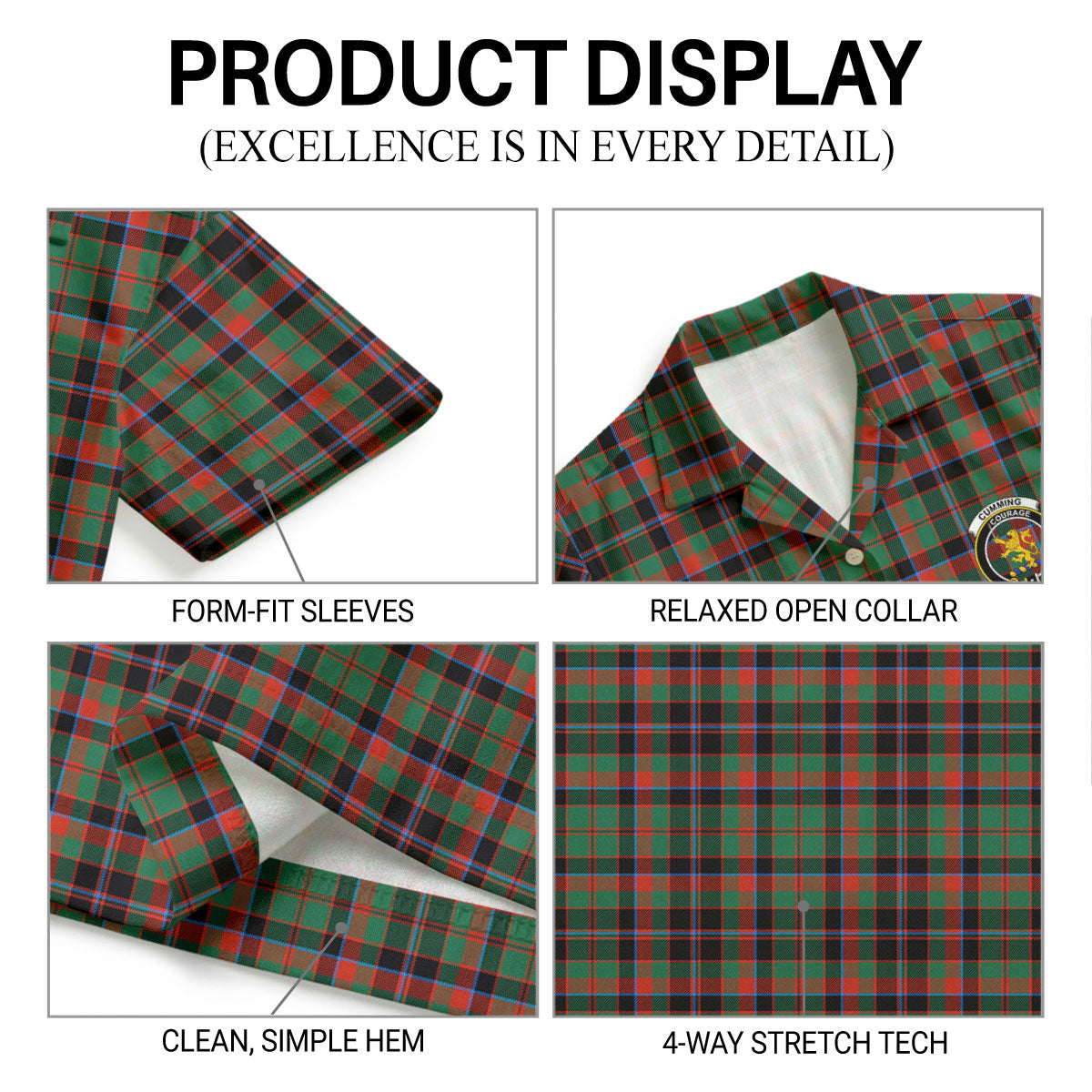 Cumming Hunting Ancient Tartan Crest Hawaiian Shirt