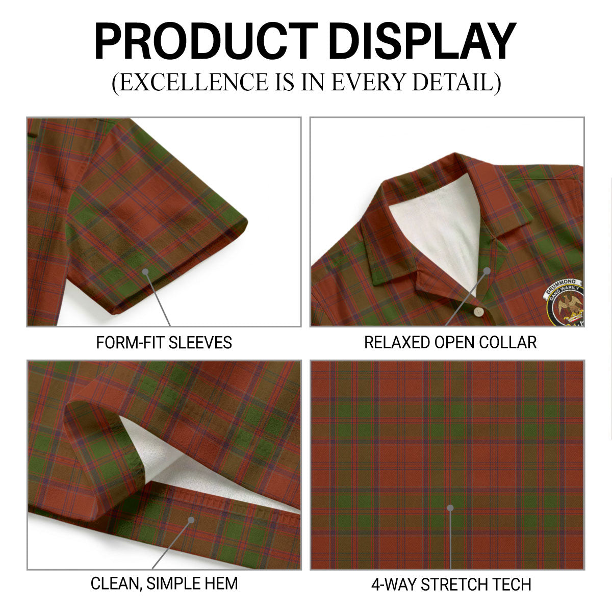 Drummond Clan Tartan Crest Hawaiian Shirt