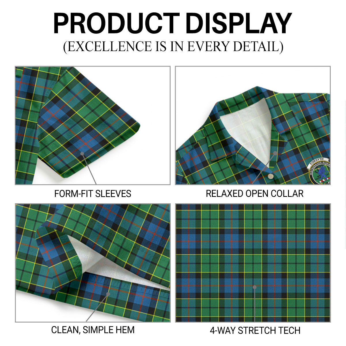 Forsyth Ancient Tartan Crest Hawaiian Shirt