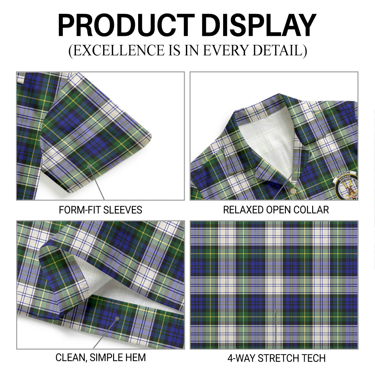 Gordon Dress Modern Tartan Crest Hawaiian Shirt