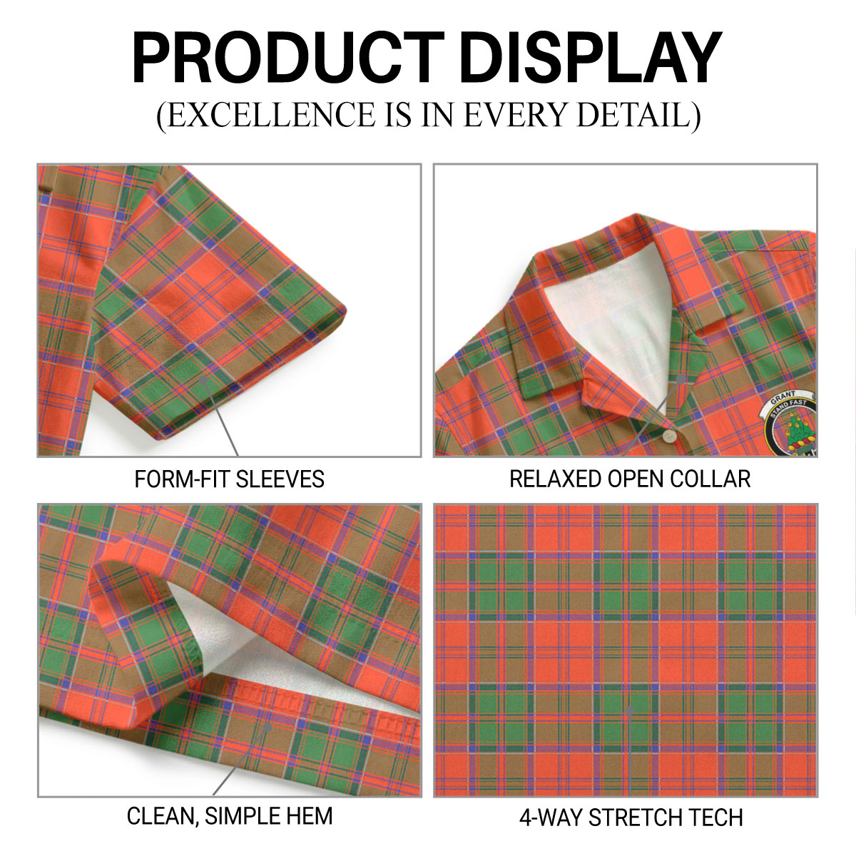 Grant Ancient Tartan Crest Hawaiian Shirt