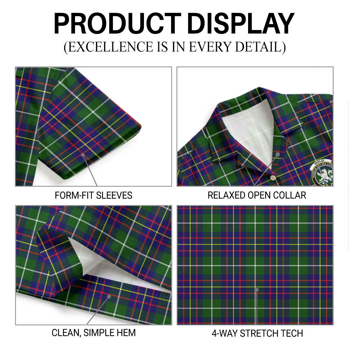 Inglis Modern Tartan Crest Hawaiian Shirt