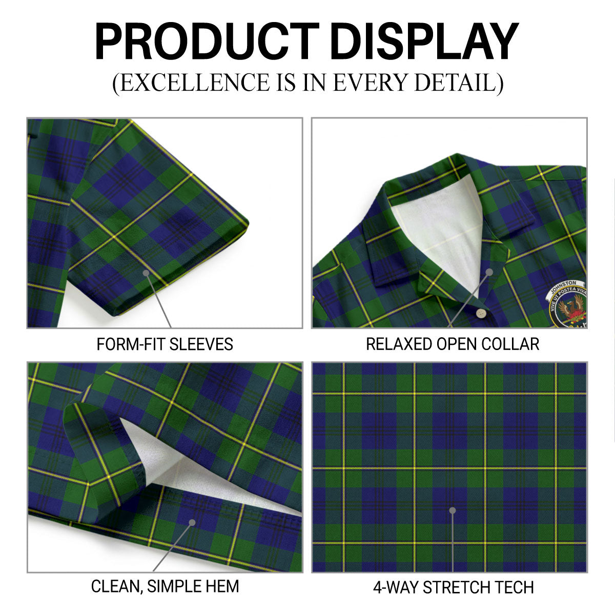 Johnston of Caskieben Tartan Crest Hawaiian Shirt