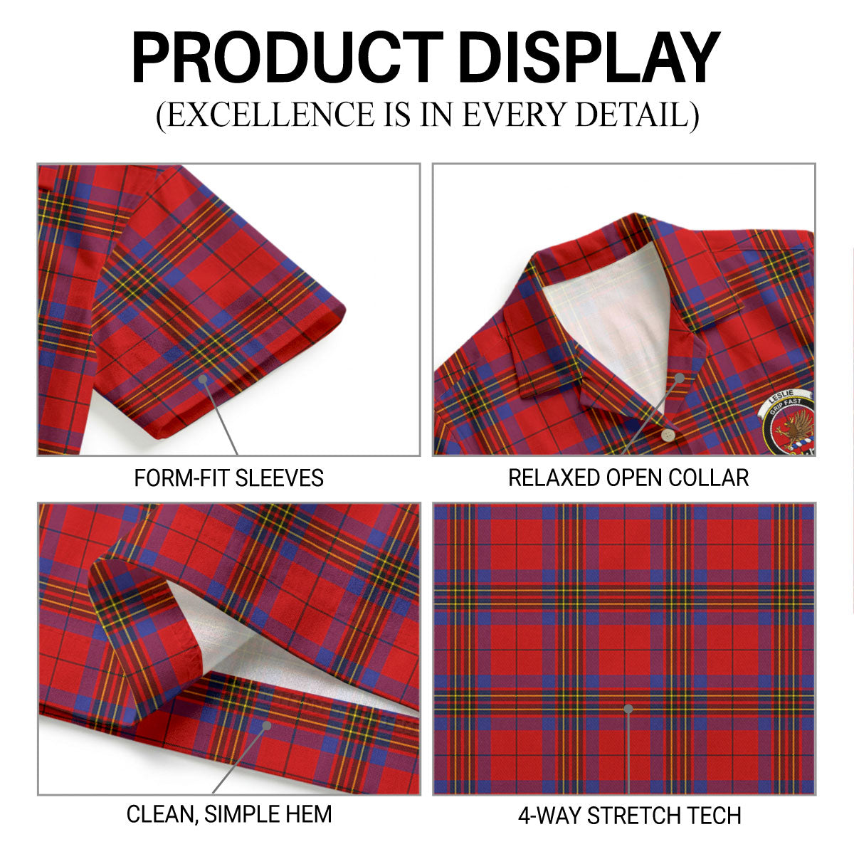 Leslie Modern Tartan Crest Hawaiian Shirt