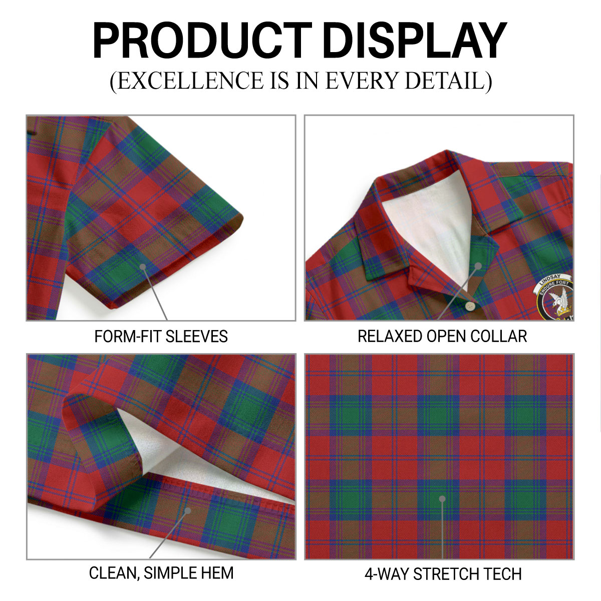 Lindsay Modern Tartan Crest Hawaiian Shirt