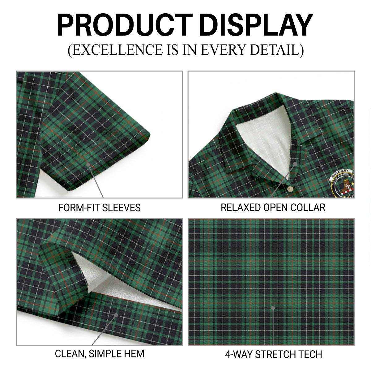 MacAuley Hunting Ancient Tartan Crest Hawaiian Shirt